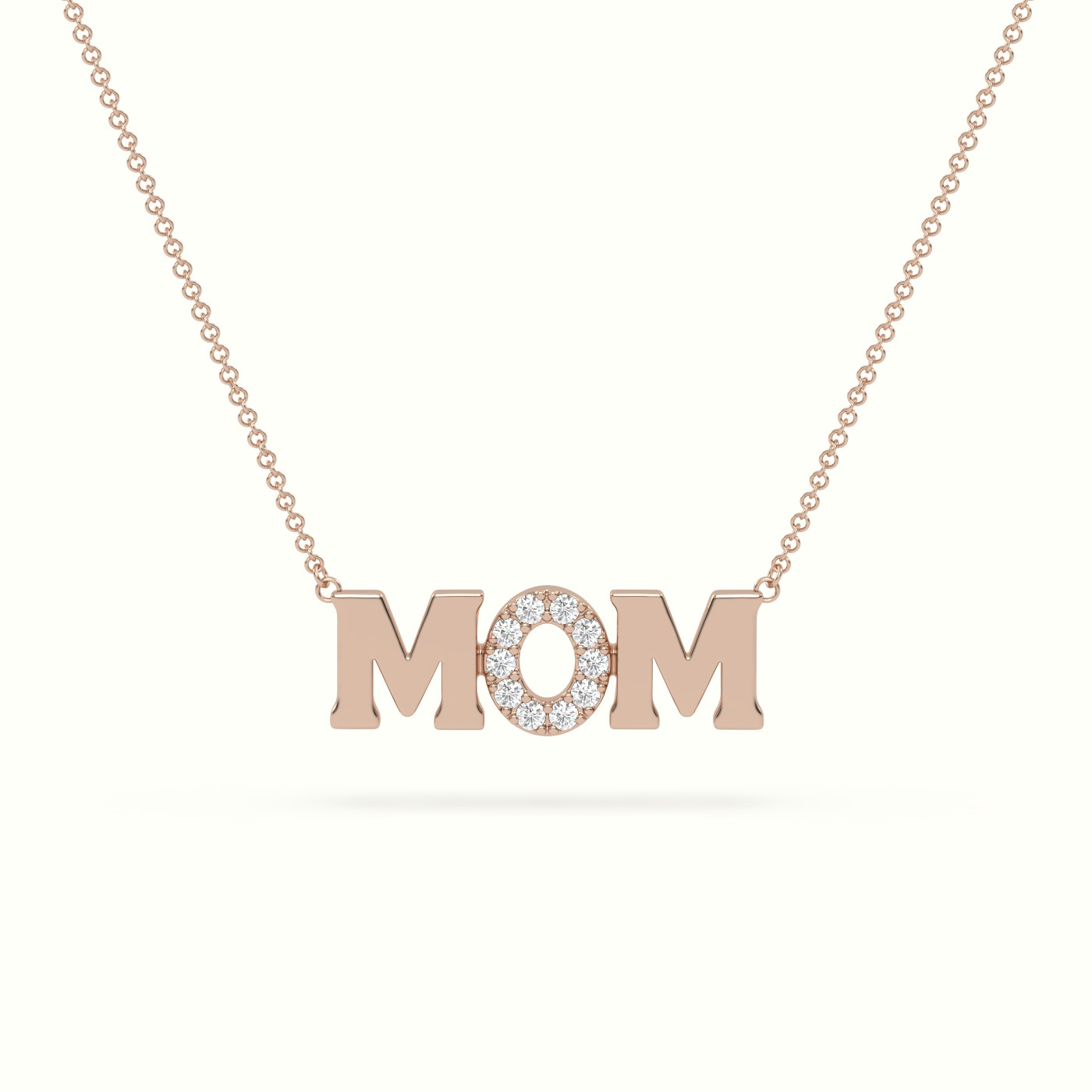 18k rose gold mom diamond necklace