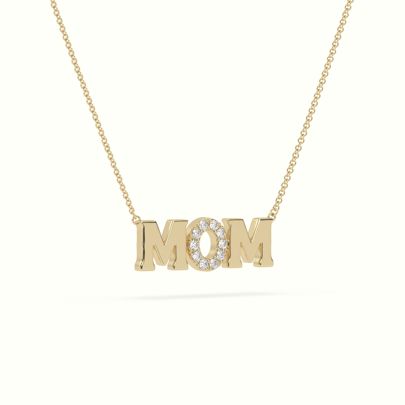 18k yellow gold mom diamond necklace Photos & images