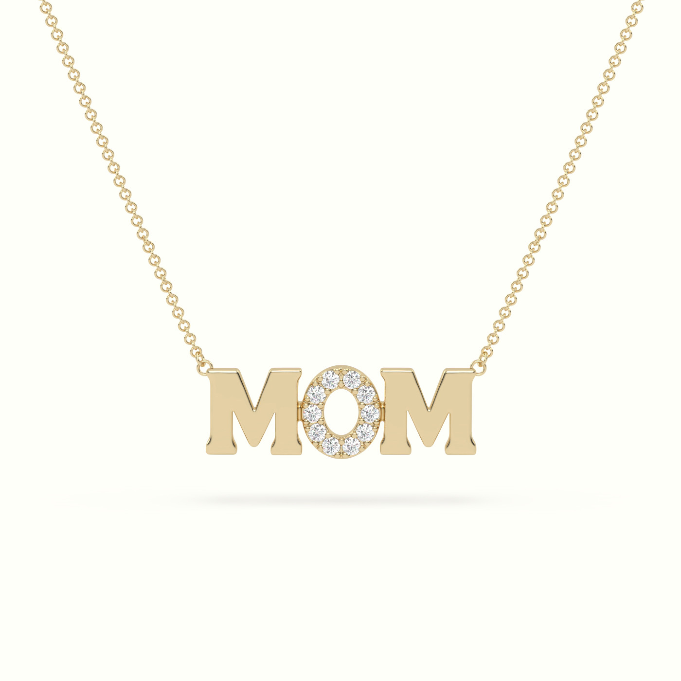 18k yellow gold mom diamond necklace