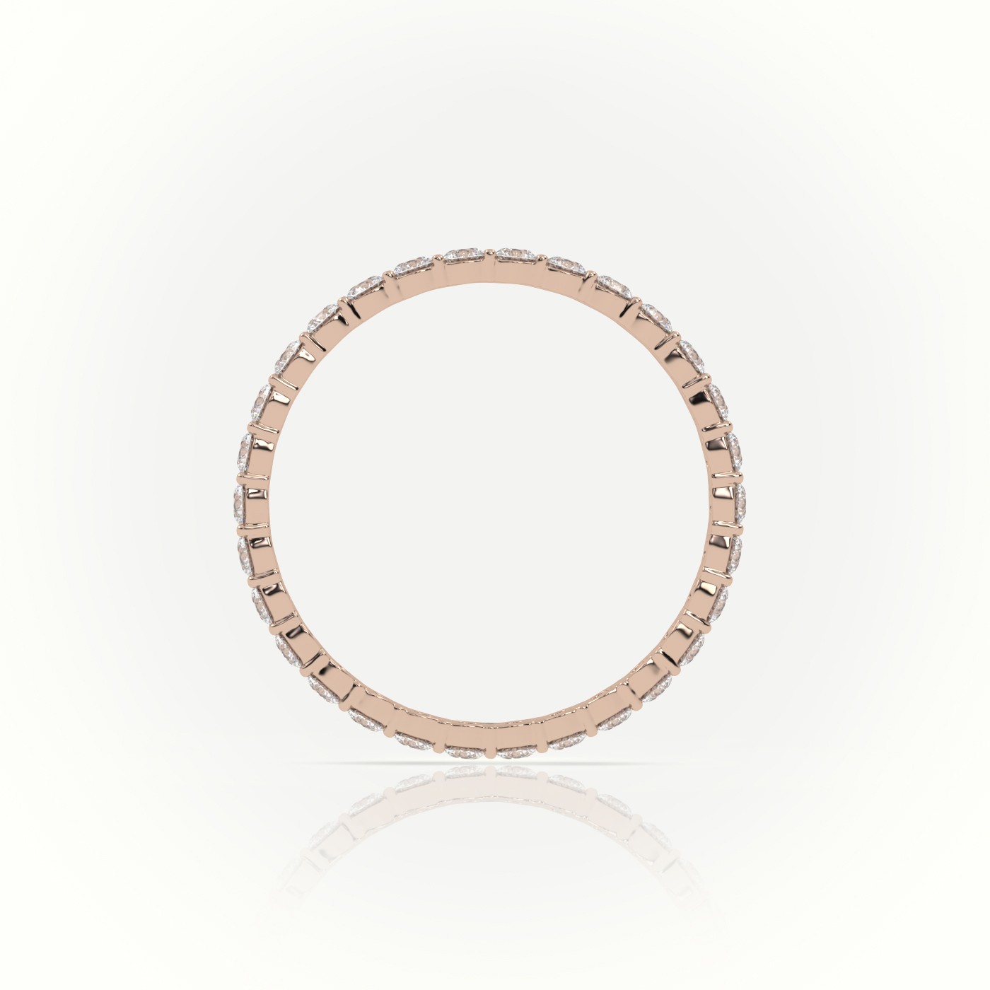 18k rose gold  round cut 4 prongs eternity wedding band Photos & images