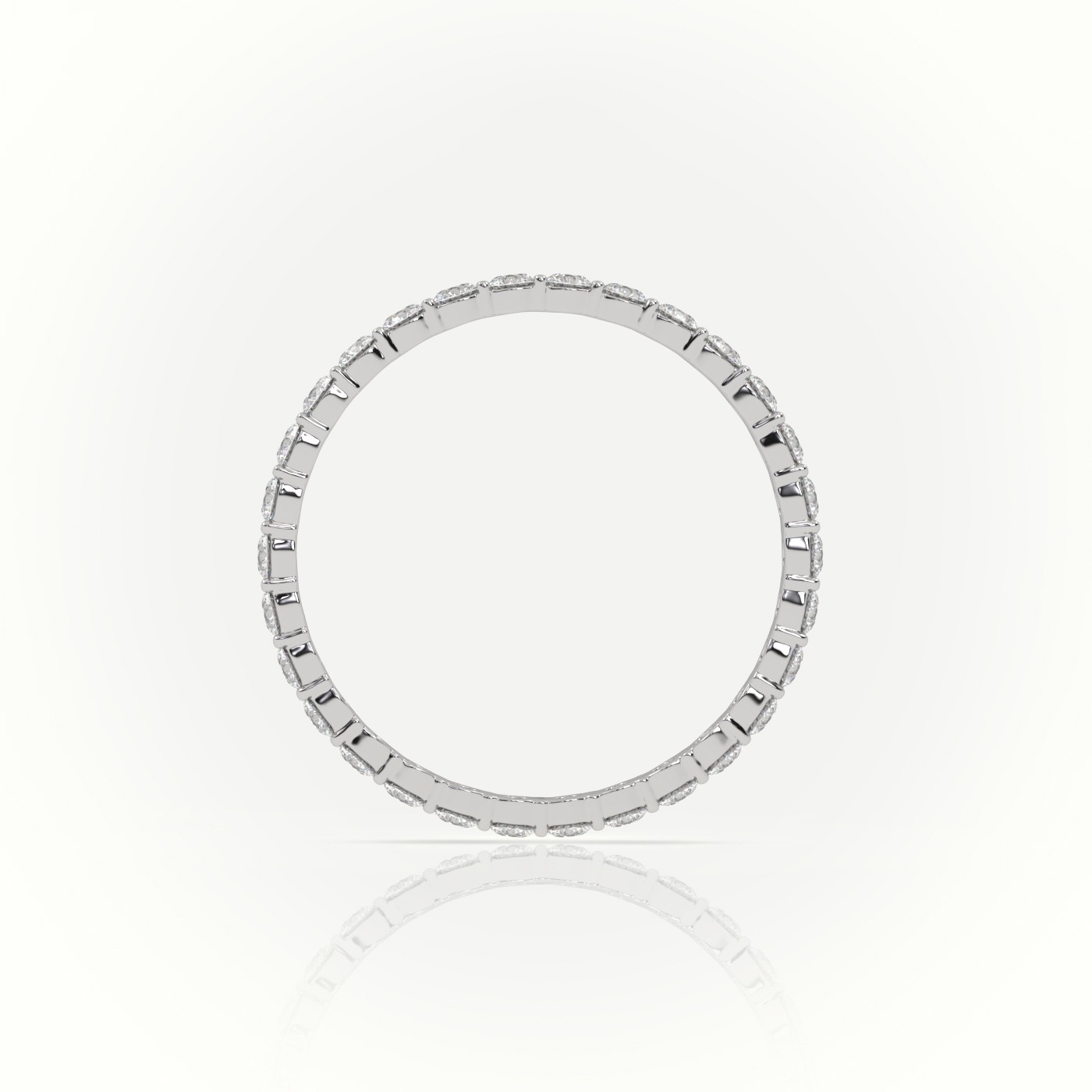 18k white gold  round diamonds 4 prongs eternity diamond wedding band Photos & images