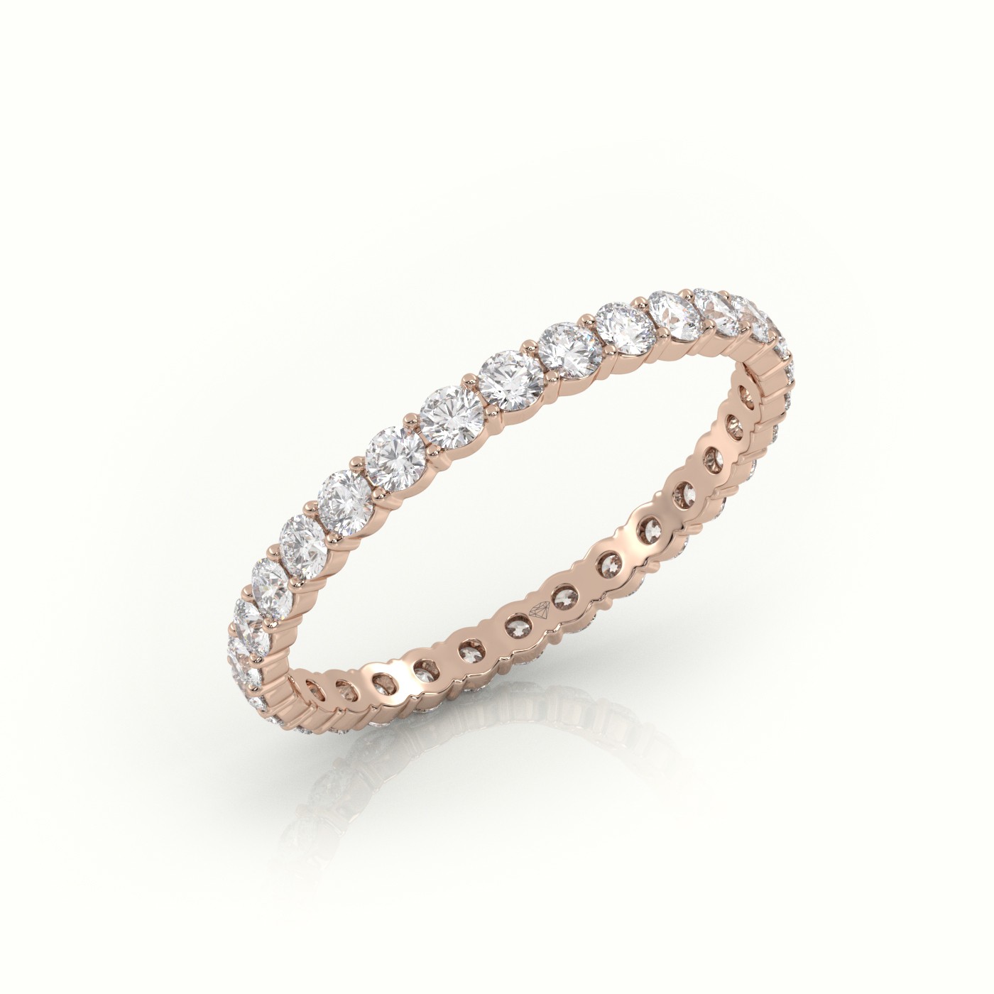 18k rose gold  round diamonds 4 prongs eternity diamond wedding band Photos & images