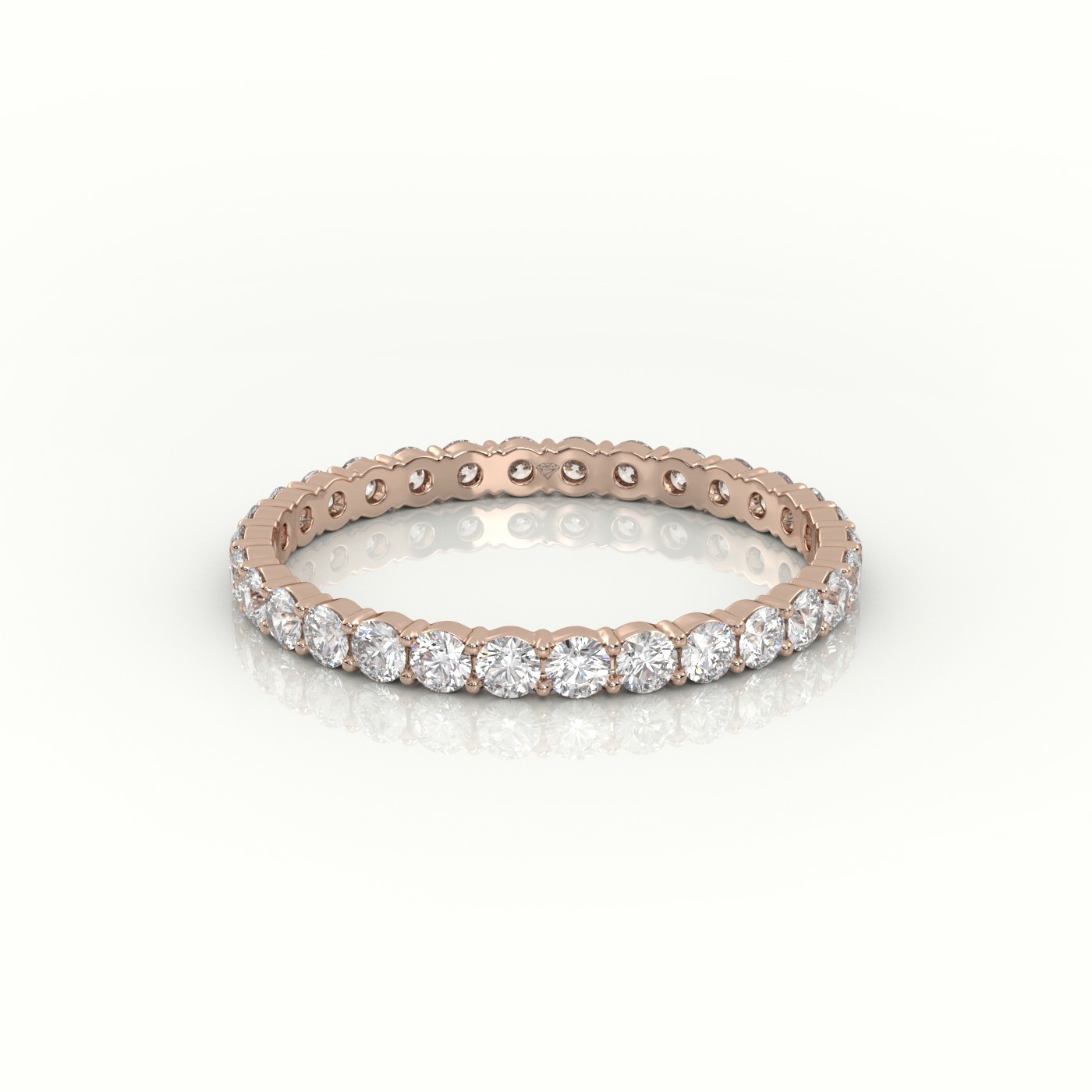18k rose gold  round diamonds 4 prongs eternity diamond wedding band