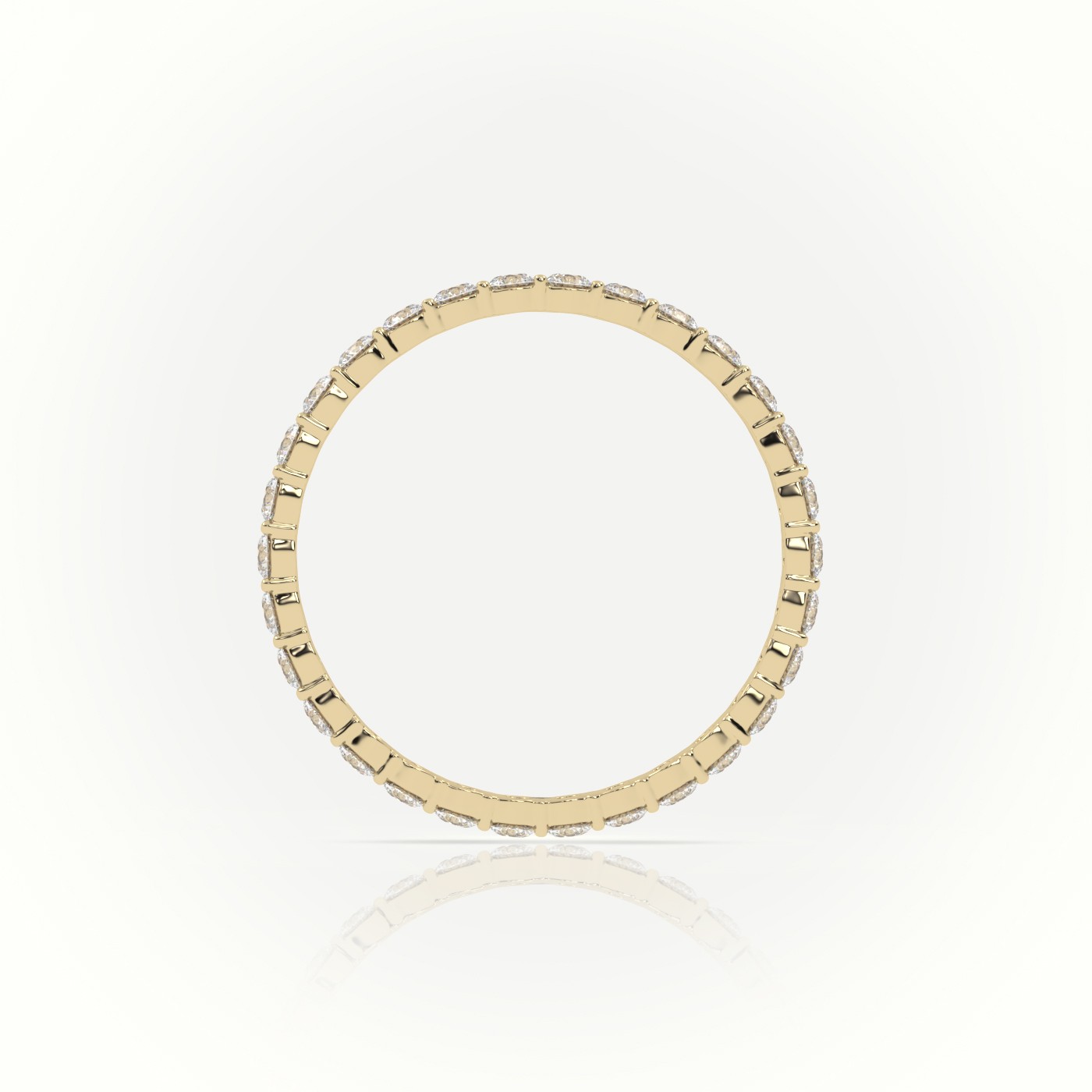 18k yellow gold  round diamonds 4 prongs eternity diamond wedding band Photos & images