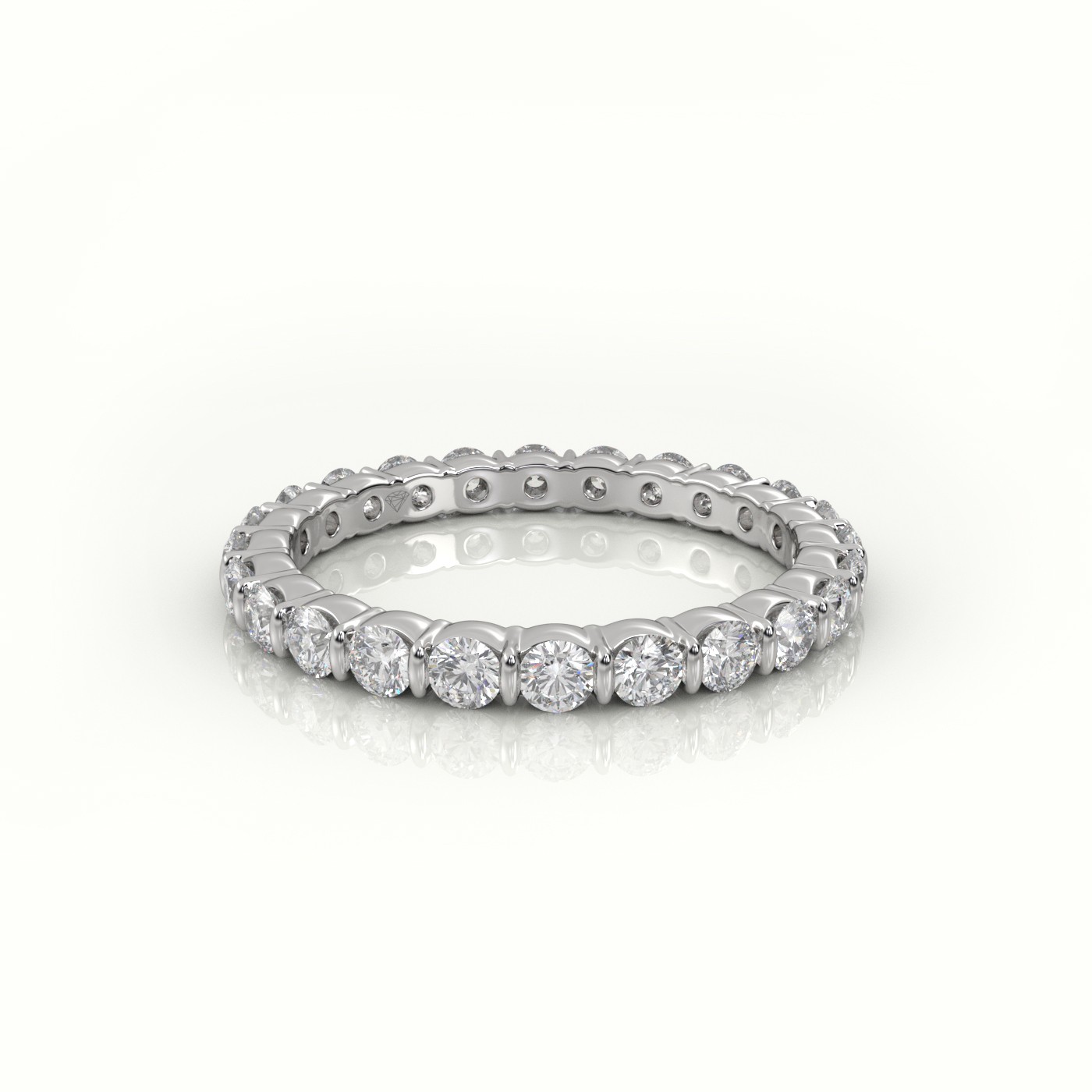 18k white gold  round diamonds channel set eternity wedding band Photos & images