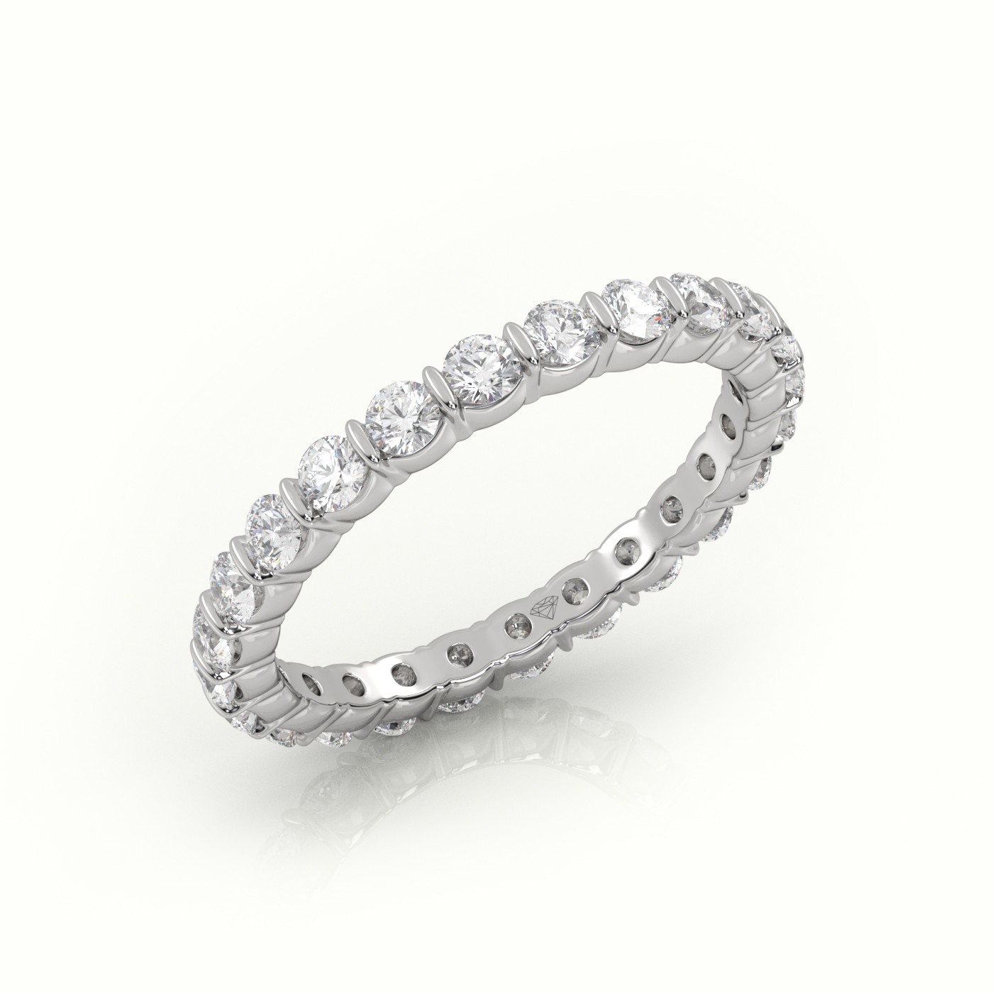 18k white gold  round diamonds channel set eternity wedding band Photos & images