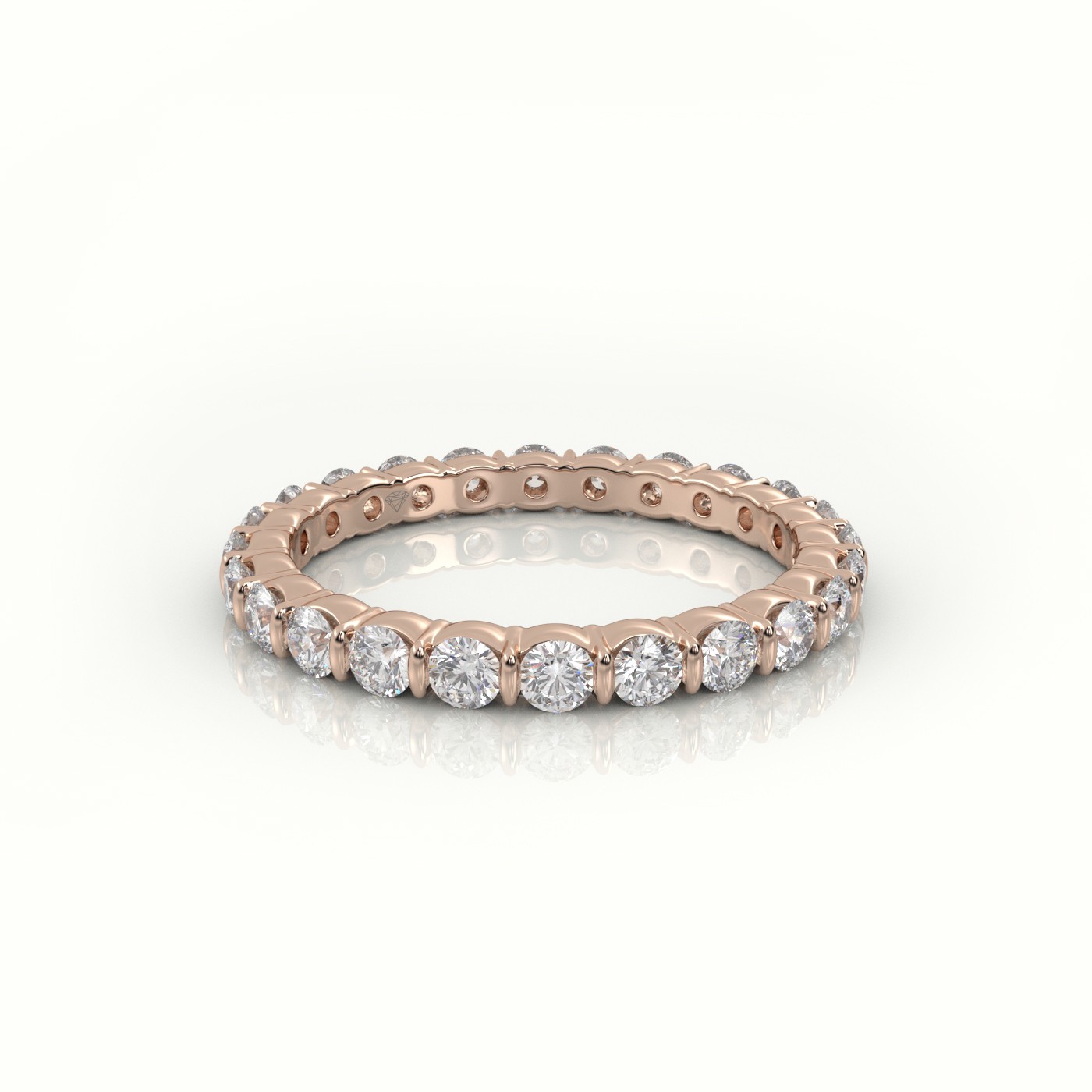 18k rose gold  round diamonds channel set eternity wedding band Photos & images