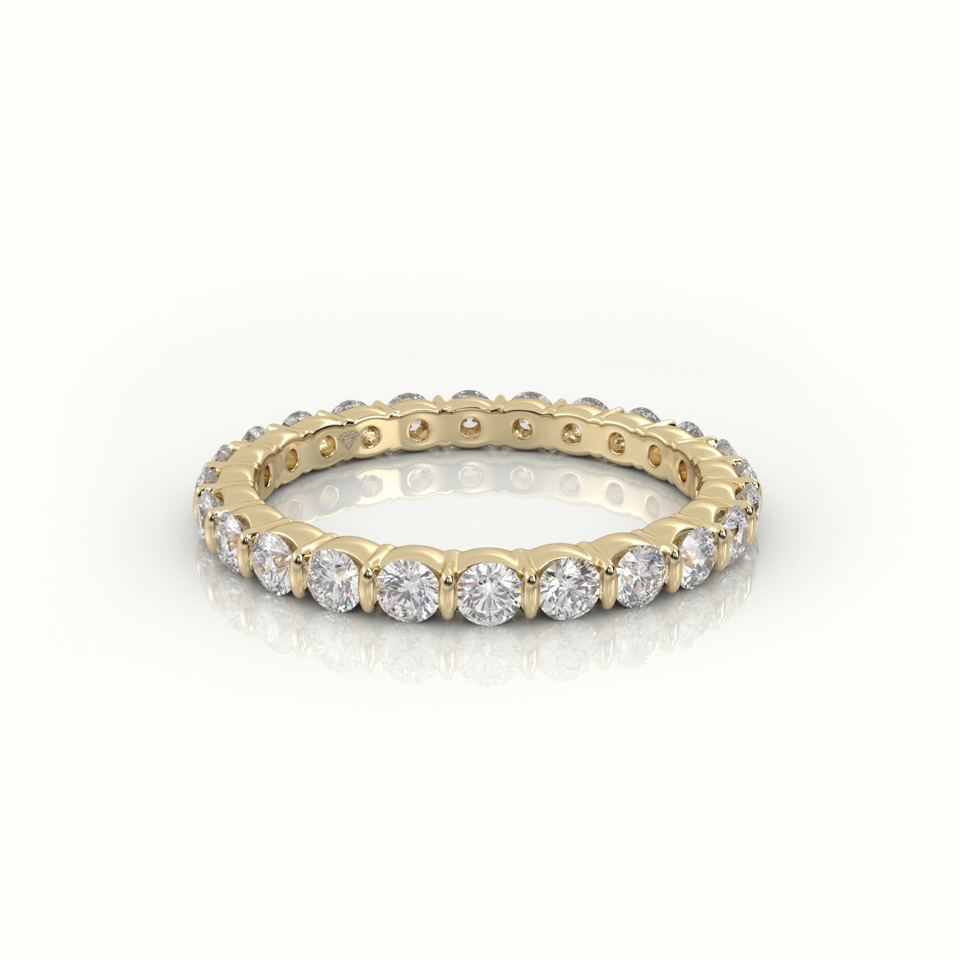 18k yellow gold  round diamonds channel set eternity wedding band Photos & images