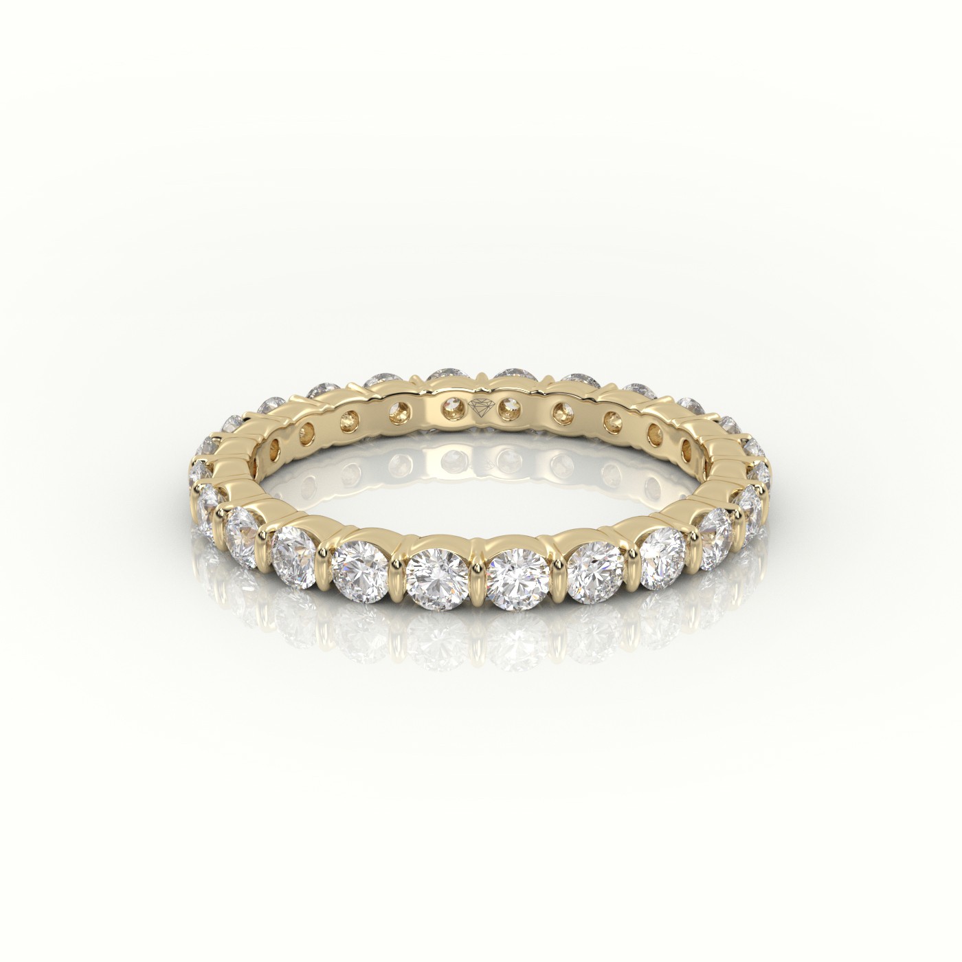 18k yellow gold  round diamonds channel set eternity wedding band