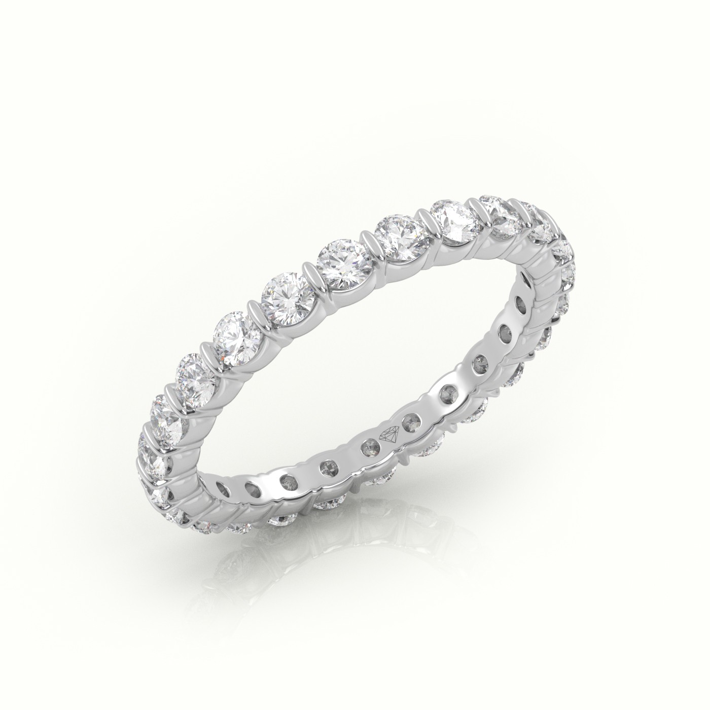 18k white gold  round diamonds stylish eternity wedding band Photos & images