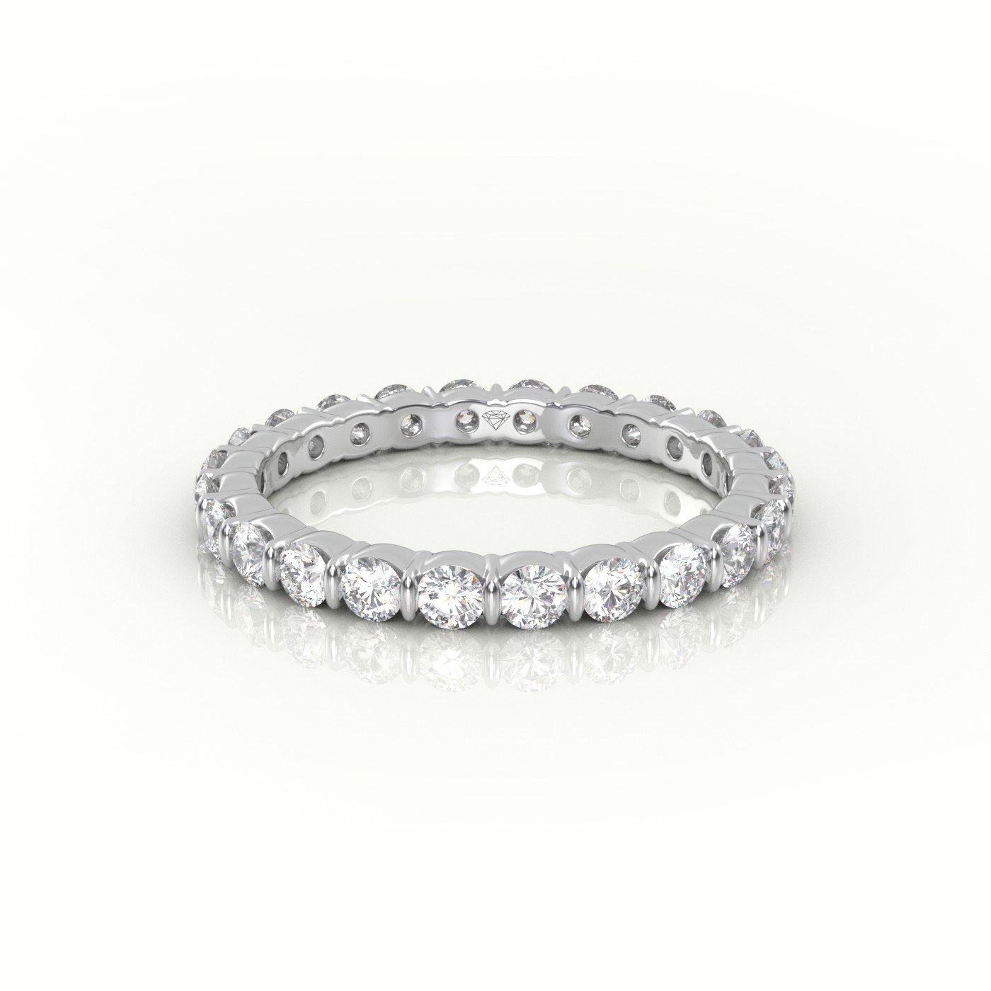 18k white gold  round diamonds stylish eternity wedding band
