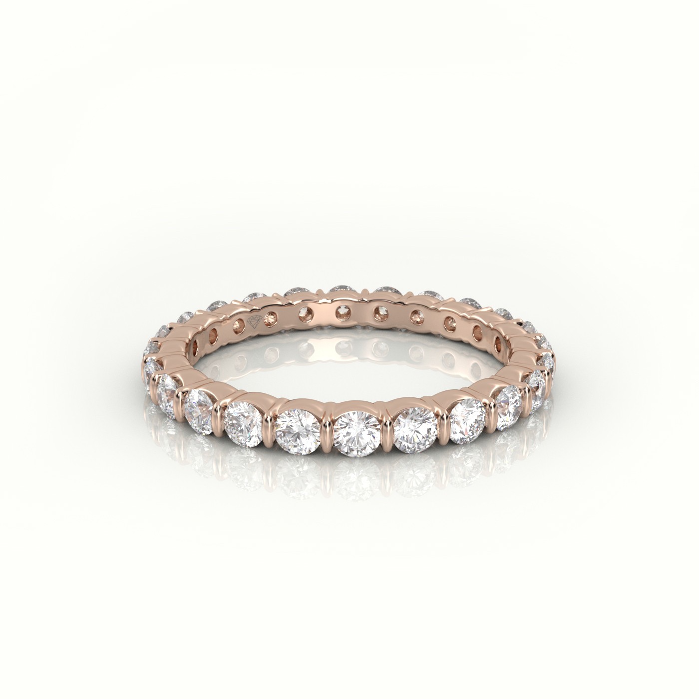 18k rose gold  round diamonds stylish eternity wedding band Photos & images
