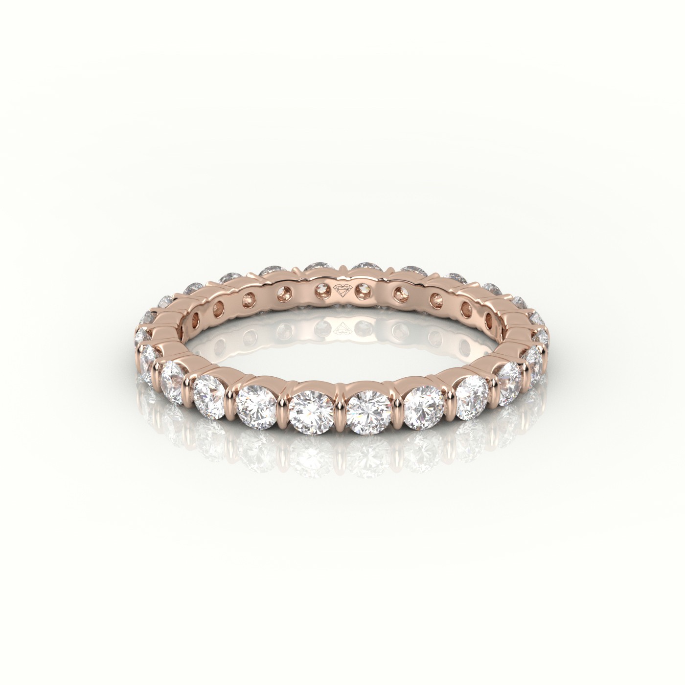 18k rose gold  round diamonds stylish eternity wedding band