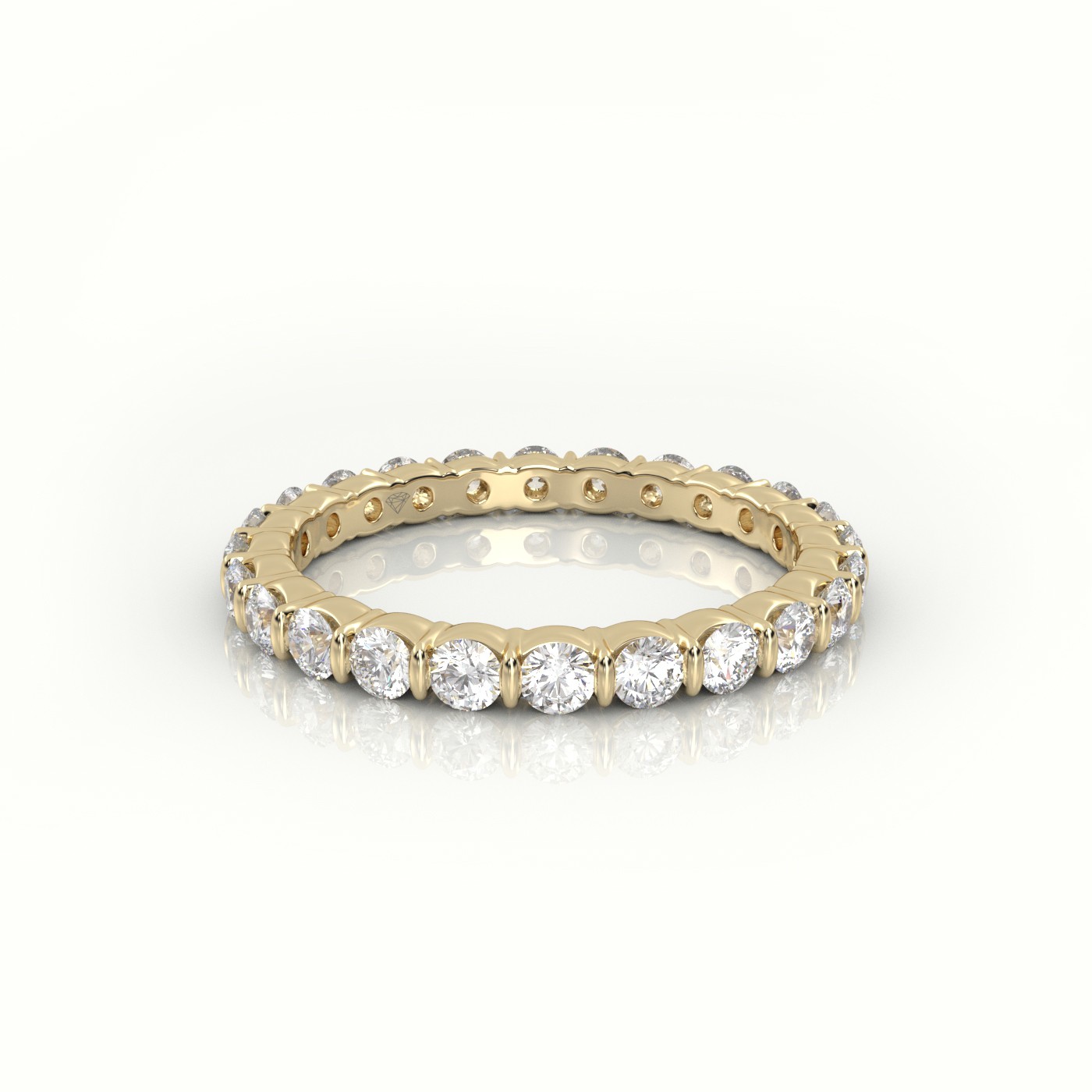 18k yellow gold  round diamonds stylish eternity wedding band Photos & images