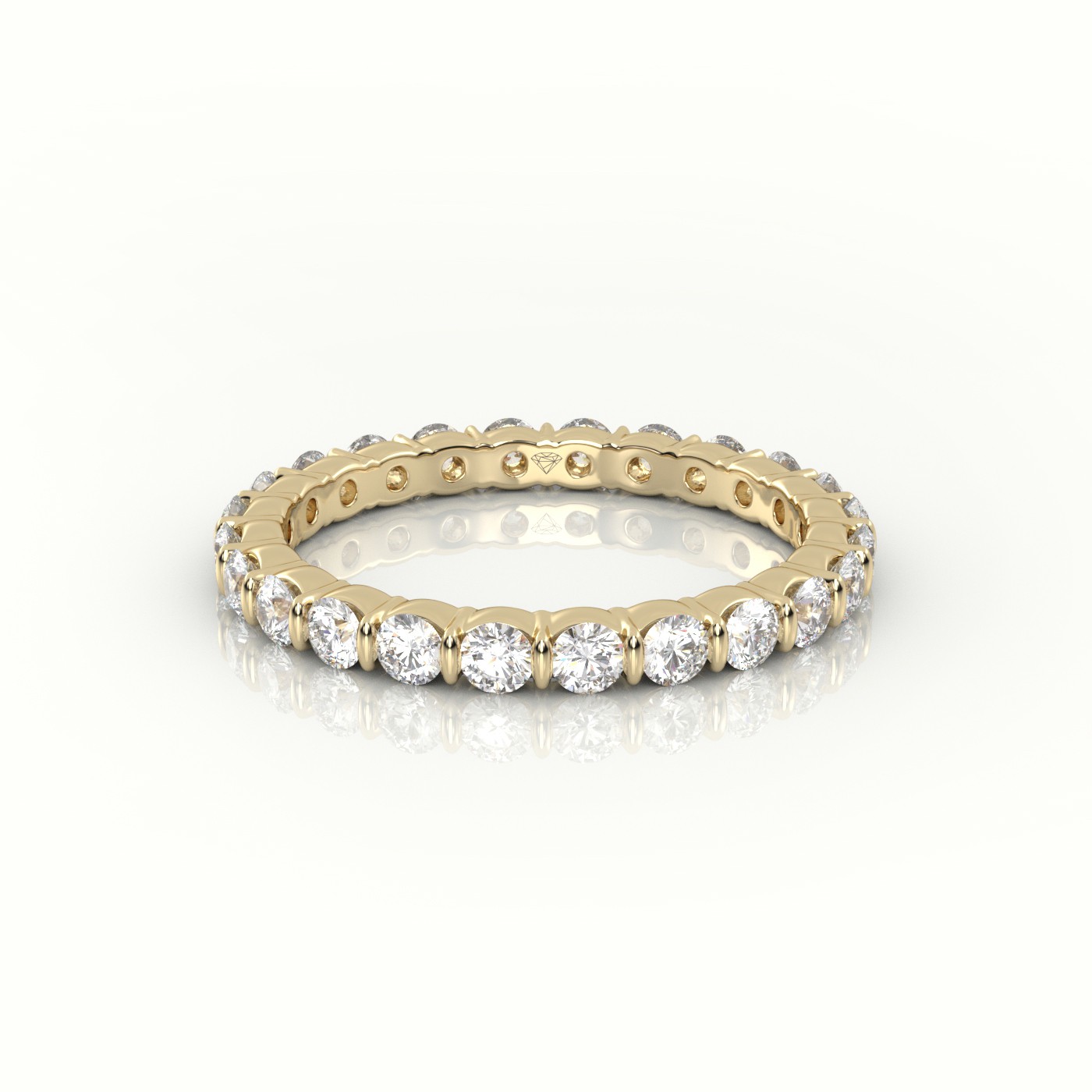 18k yellow gold  round diamonds stylish eternity wedding band