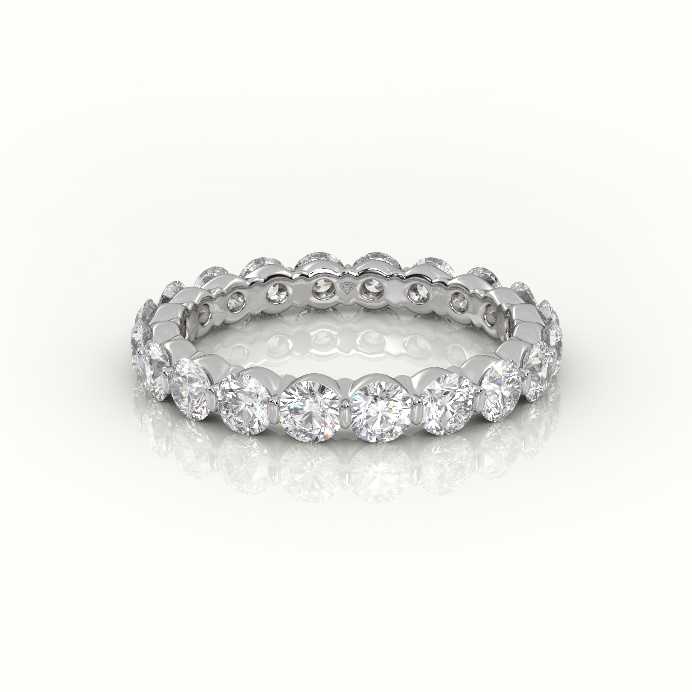 18k white gold round cut diamonds stylish eternity wedding band