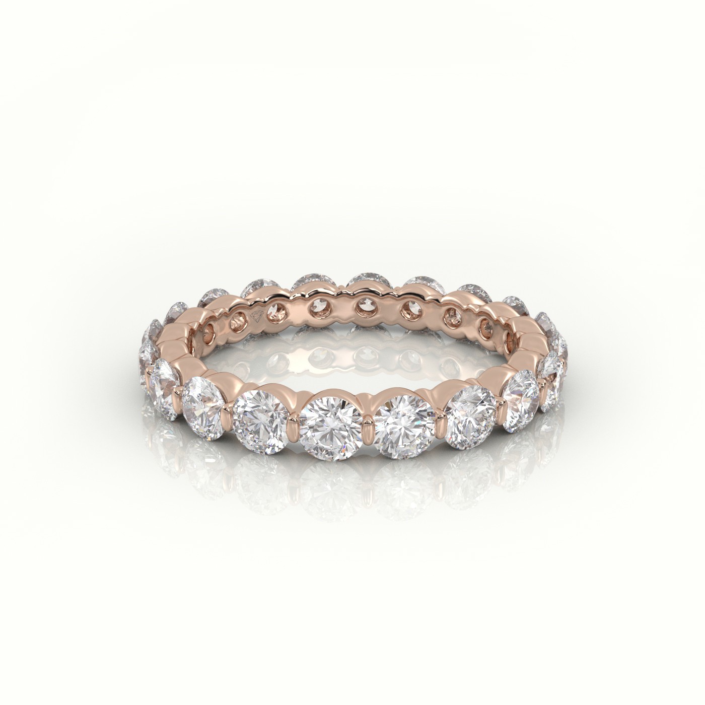 18k rose gold  round cut diamonds stylish eternity wedding band Photos & images