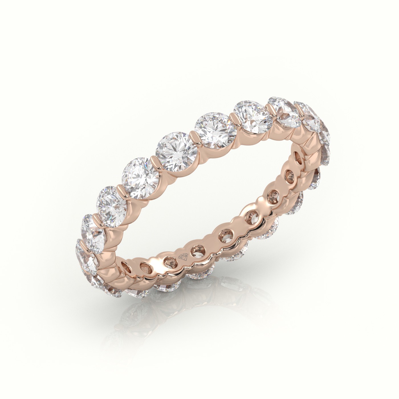 18k rose gold  round cut diamonds stylish eternity wedding band Photos & images