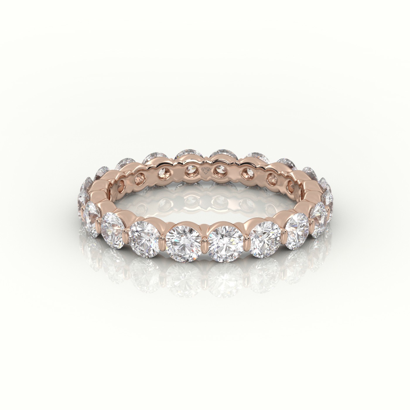 18k rose gold  round cut diamonds stylish eternity wedding band