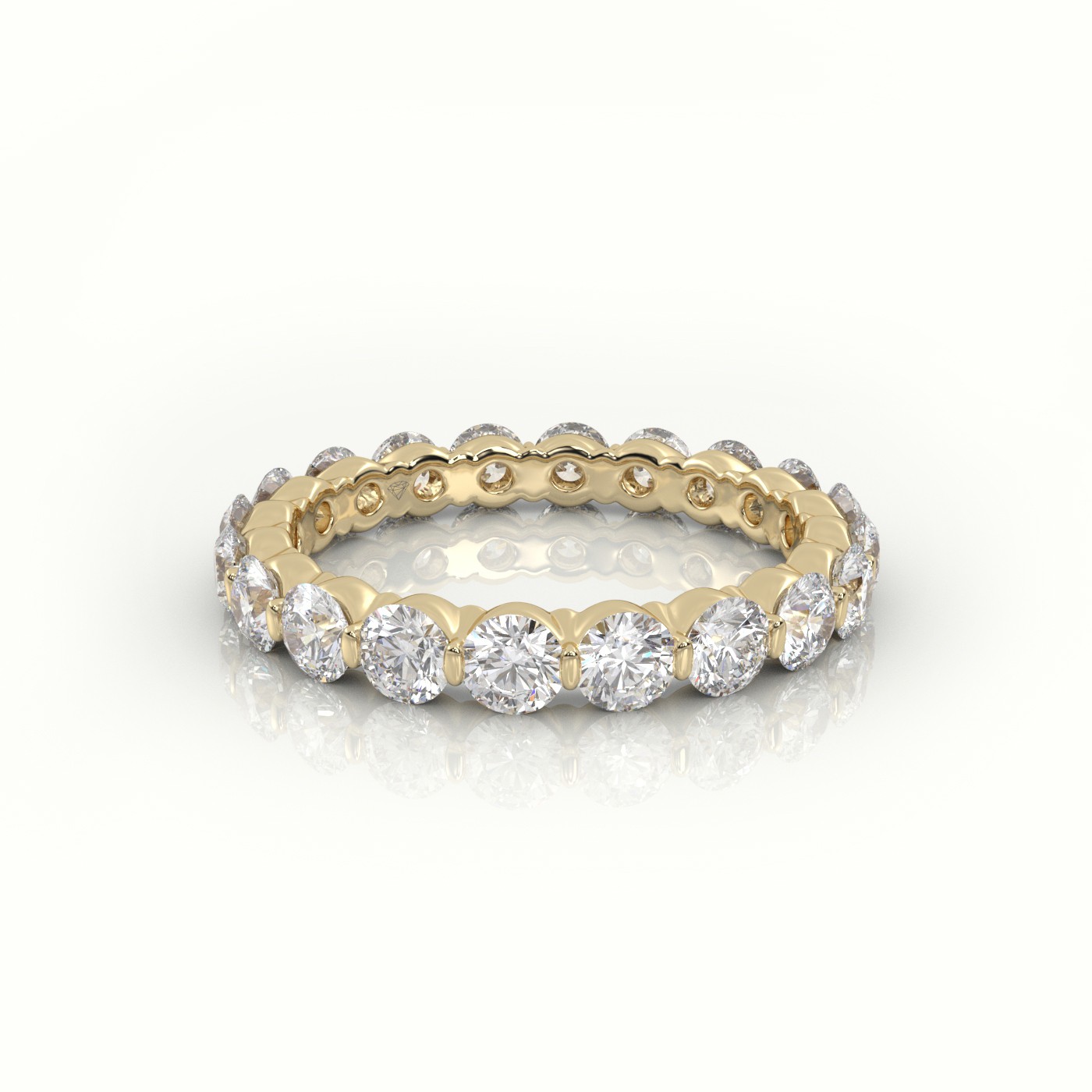 18k yellow gold  round cut diamonds stylish eternity wedding band Photos & images