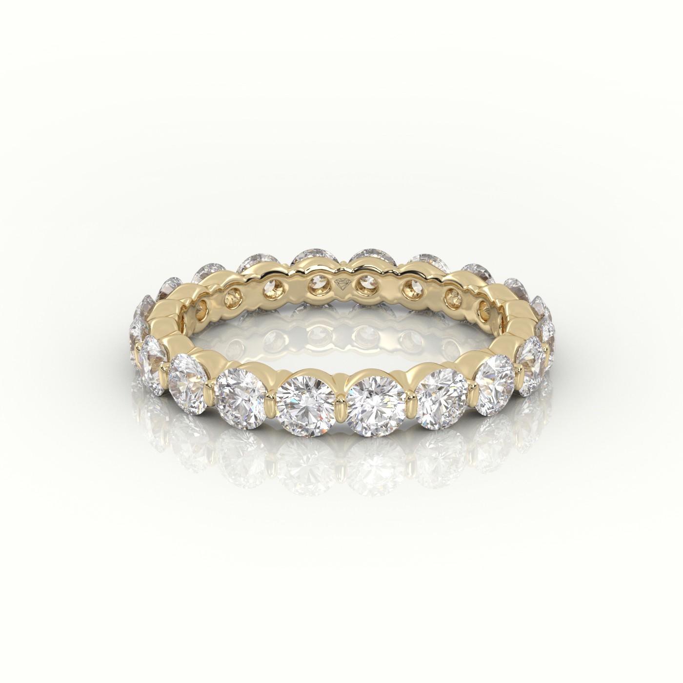 18k yellow gold round cut diamonds stylish eternity wedding band