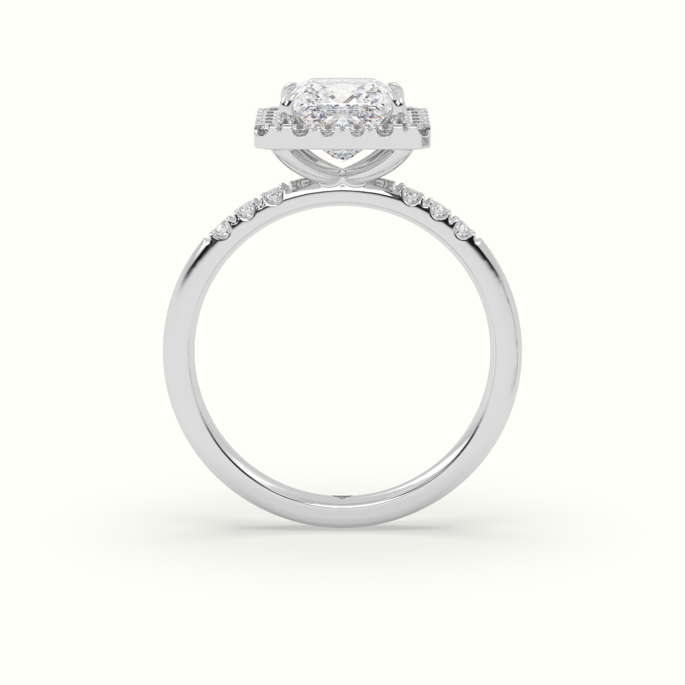 18K White Gold Princess Cut Halo Diamond Engagement Ring
