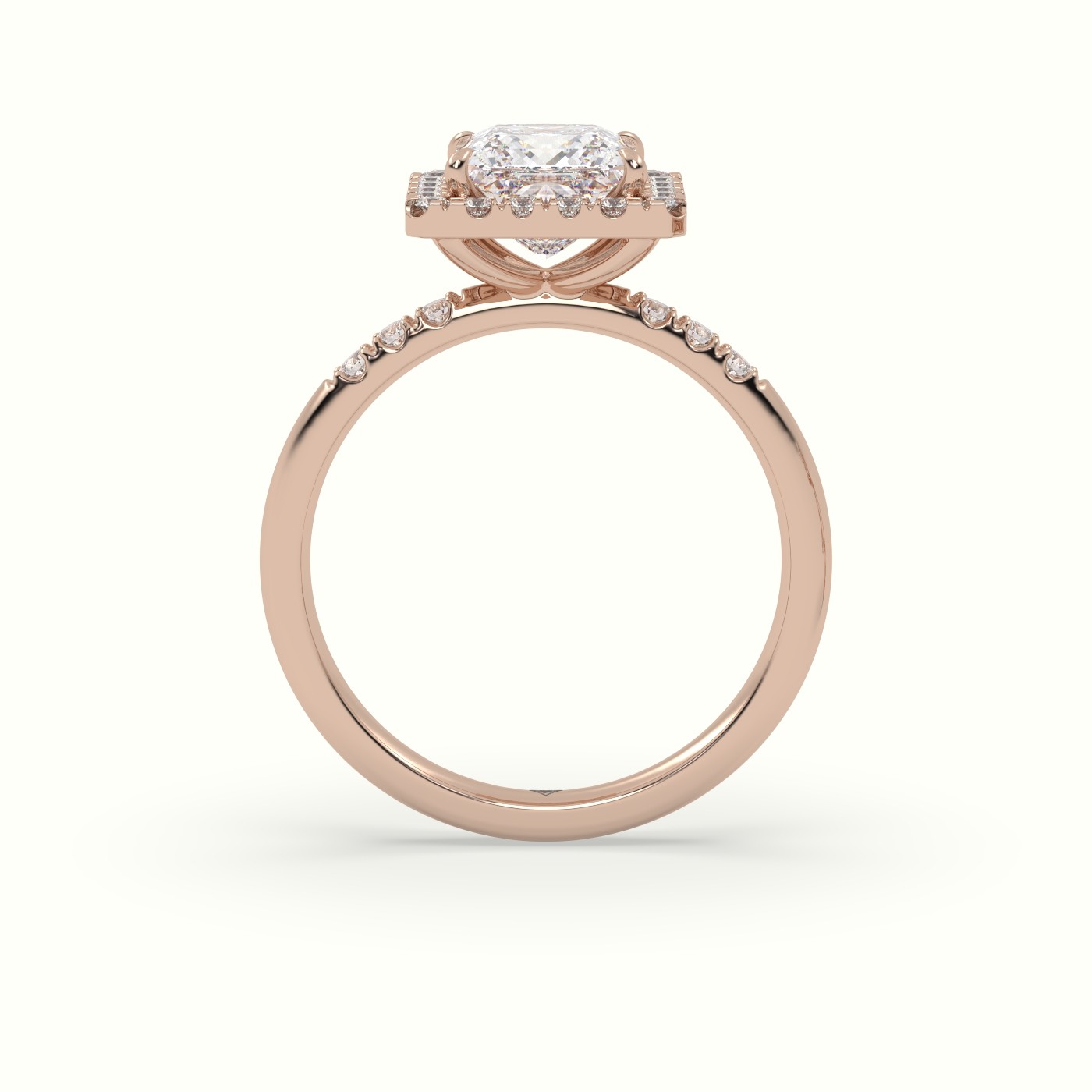 18K Rose Gold Princess Cut Halo Diamond Engagement Ring