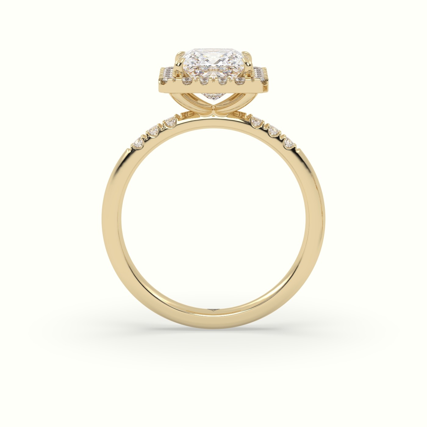 18K Yellow Gold Princess Cut Halo Diamond Engagement Ring
