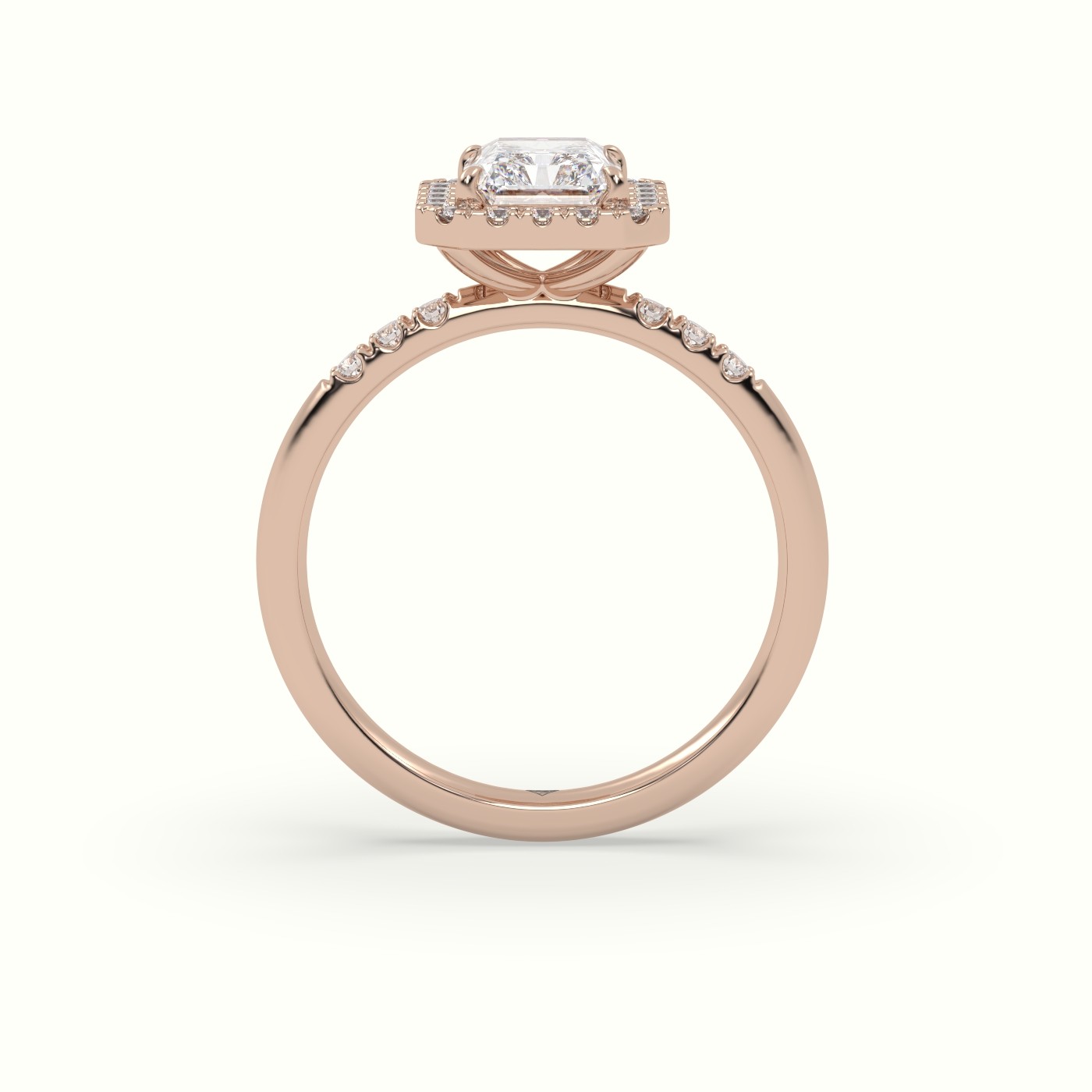 18K Rose Gold Radiant Cut Halo Diamond Engagement Ring