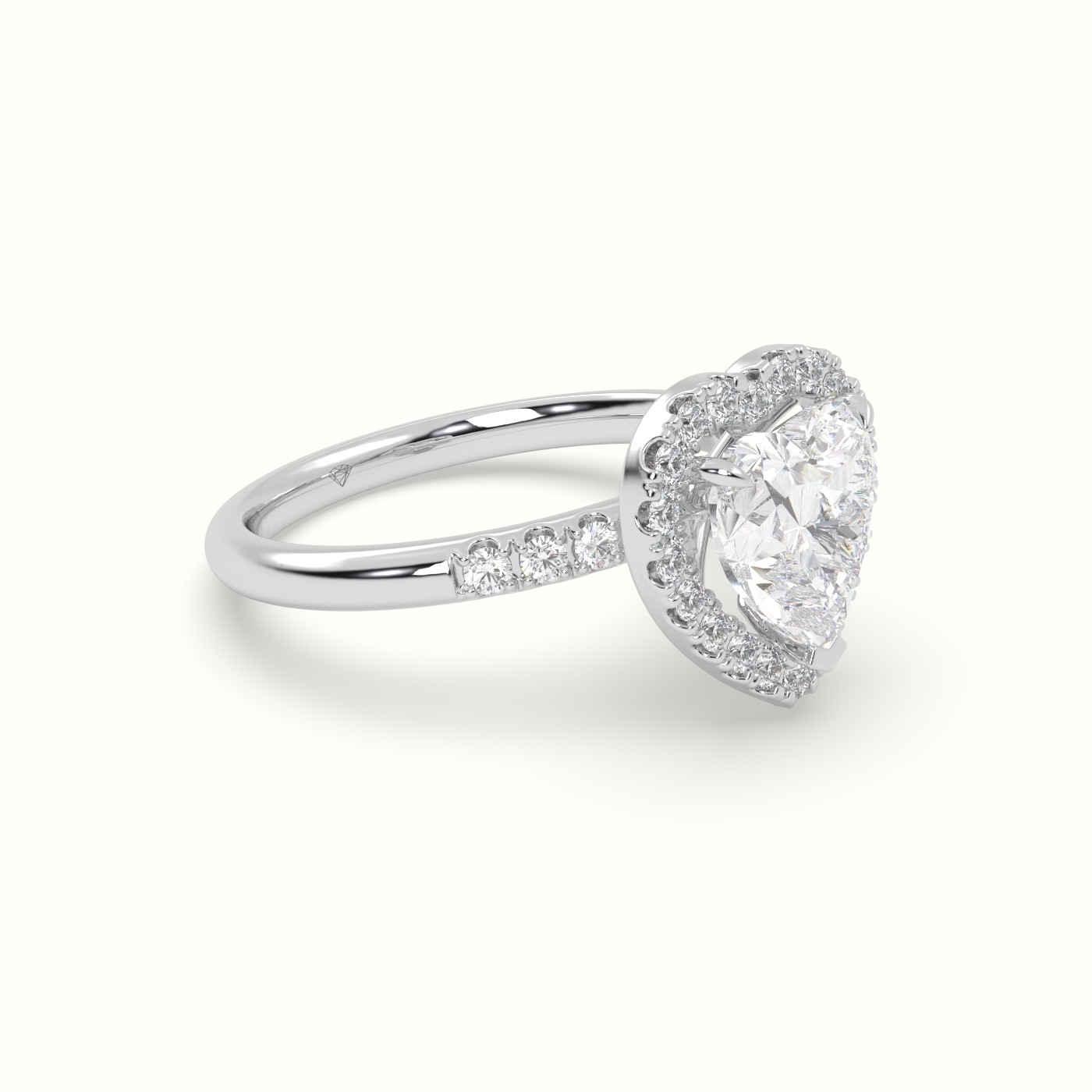 18K White Gold Heart Cut Halo Diamond Engagement Ring