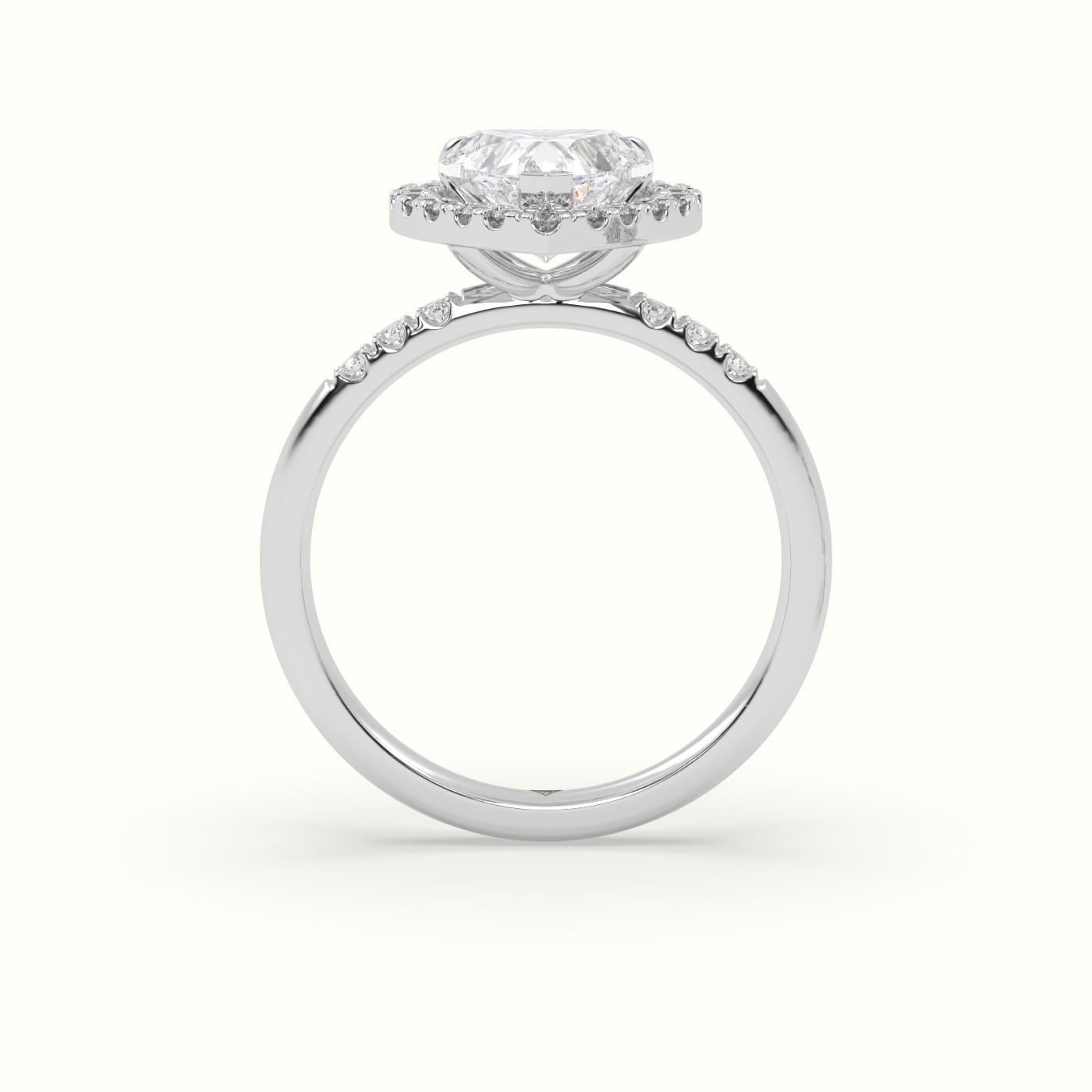 18K White Gold Heart Cut Halo Diamond Engagement Ring
