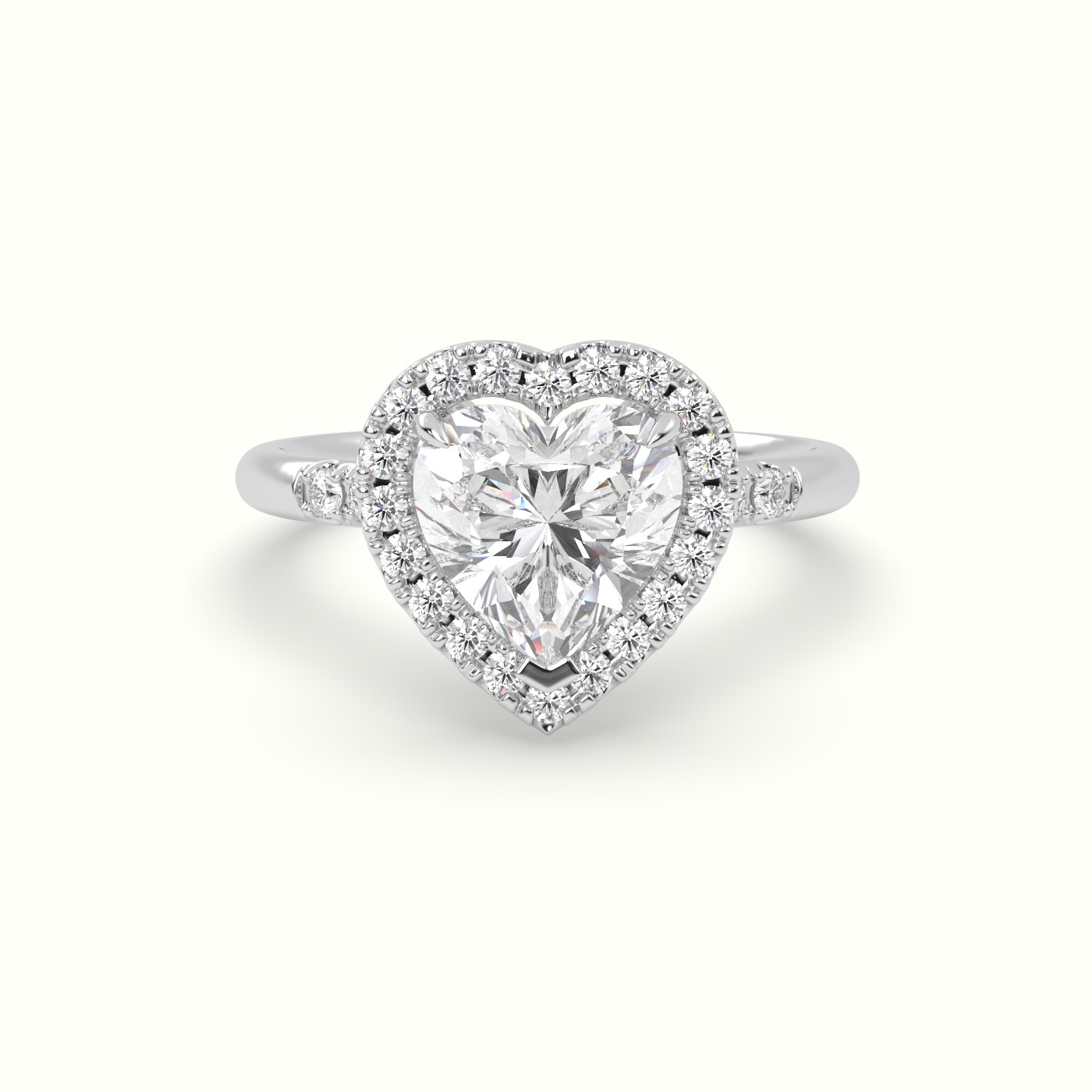 18K White Gold Heart Cut Halo Diamond Engagement Ring