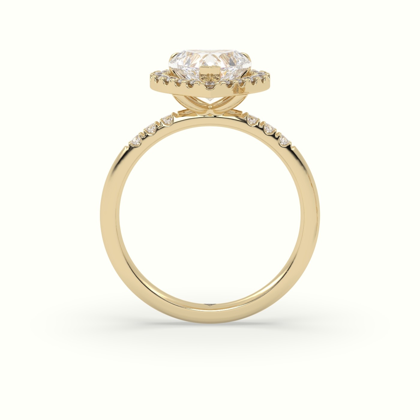 18K Yellow Gold Heart Cut Halo Diamond Engagement Ring