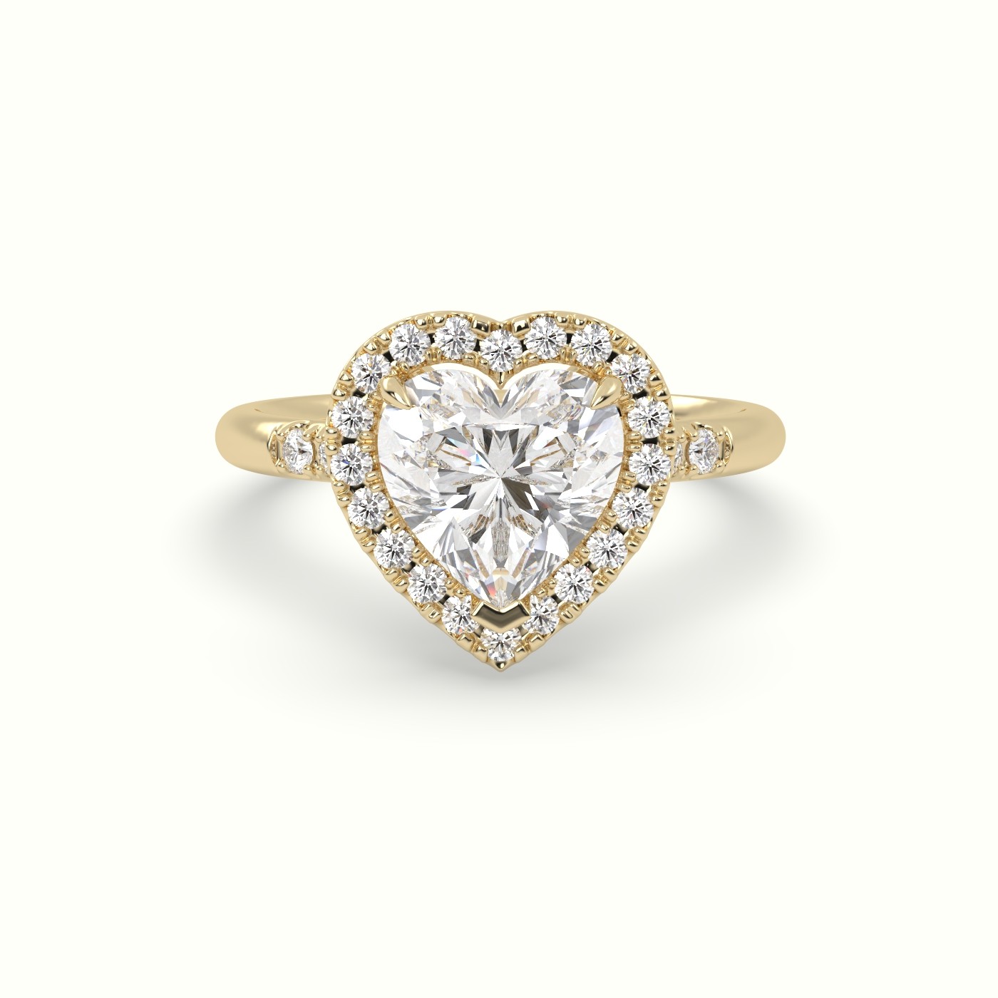 18K Yellow Gold Heart Cut Halo Diamond Engagement Ring