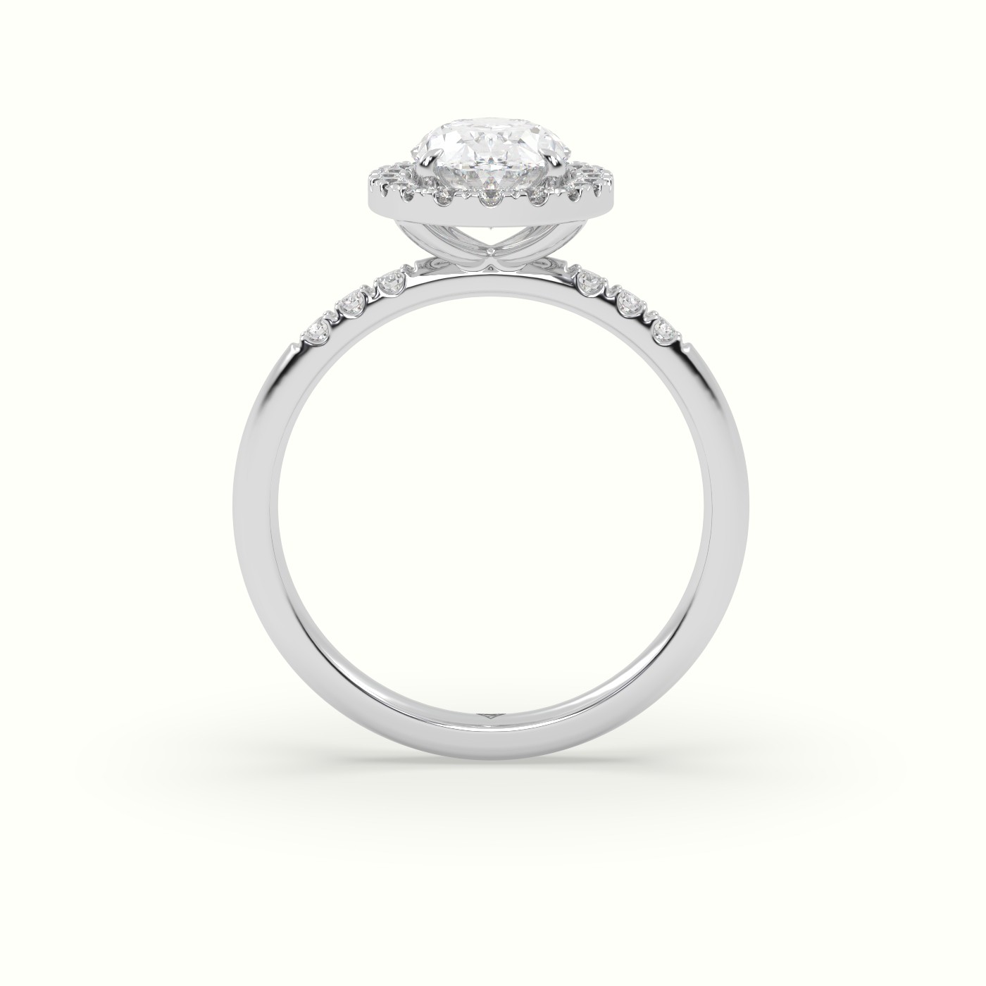 18K White Gold Oval Cut Halo Diamond Engagement Ring