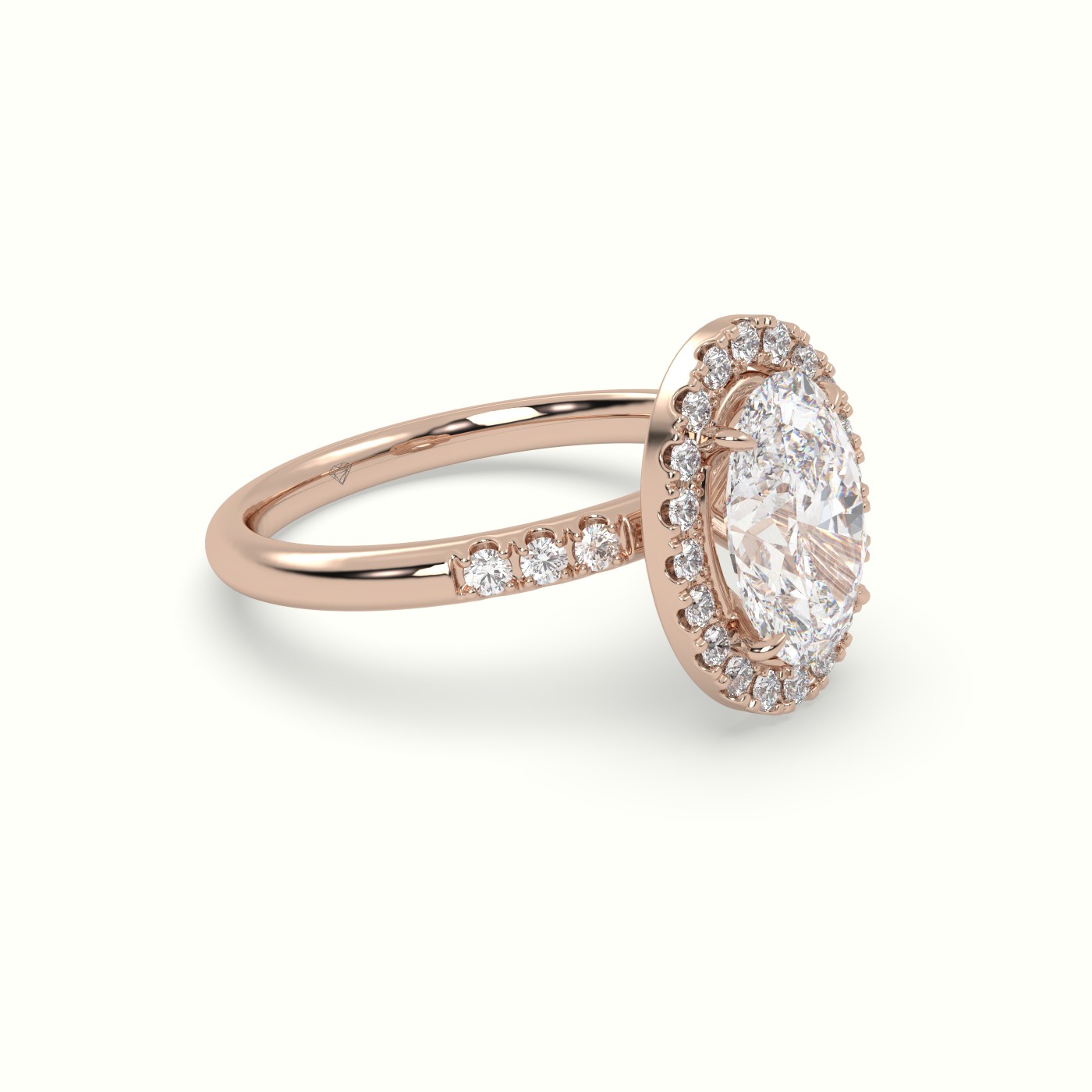 18K Rose Gold Oval Cut Halo Diamond Engagement Ring