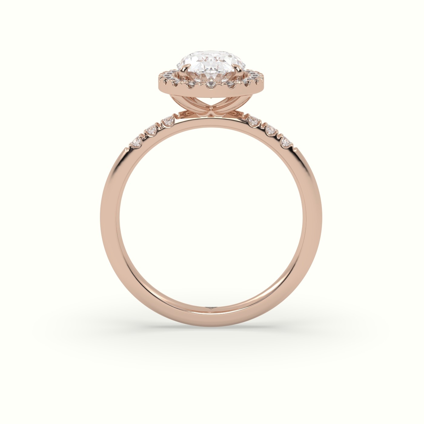 18K Rose Gold Oval Cut Halo Diamond Engagement Ring