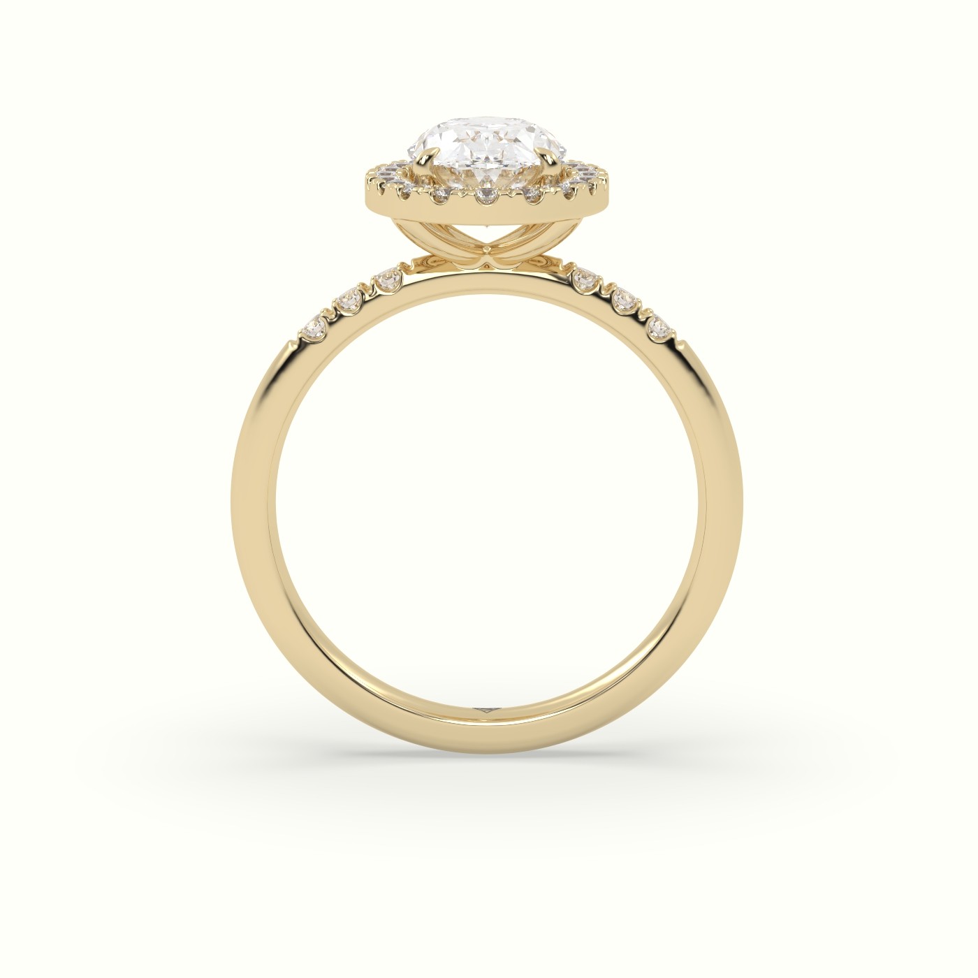 18K Yellow Gold Oval Cut Halo Diamond Engagement Ring