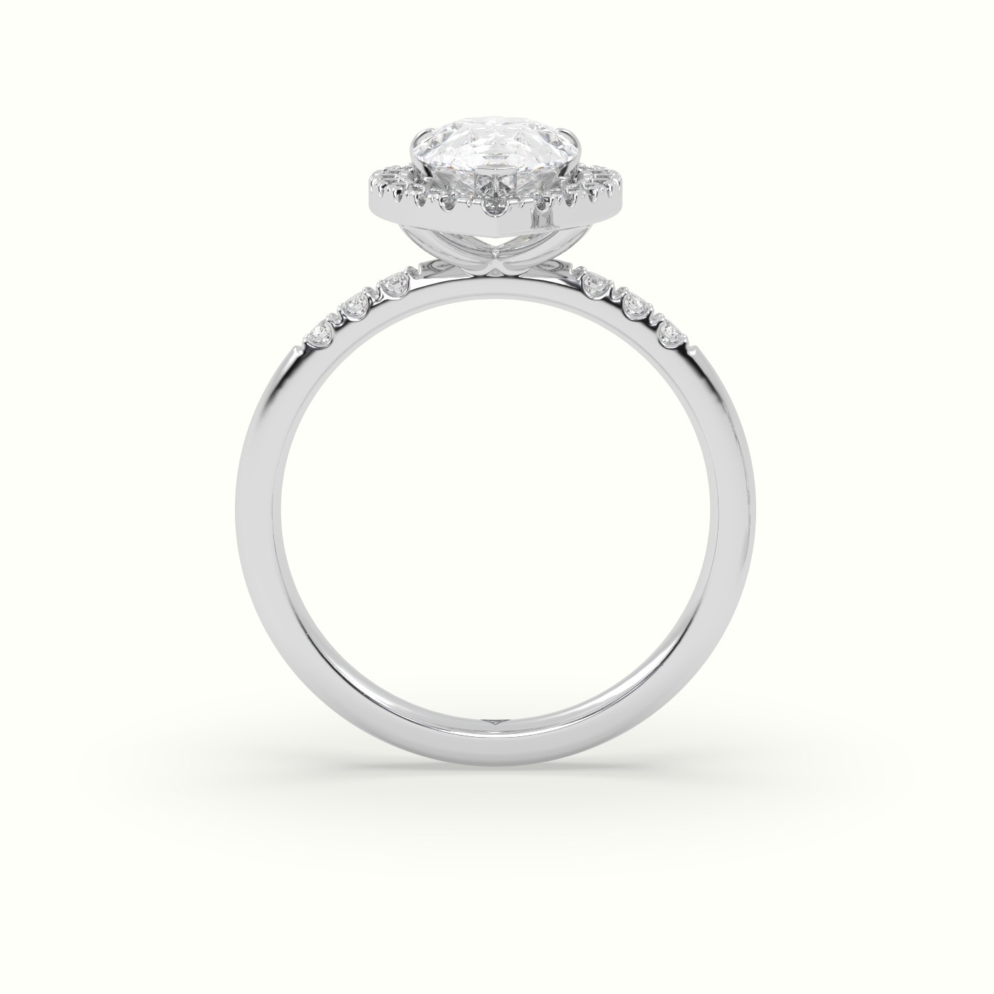 18K White Gold Pear Cut Halo Diamond Engagement Ring