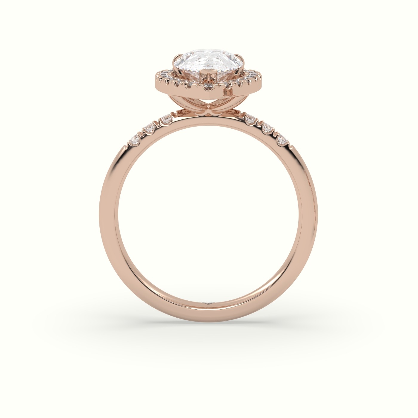 18K Rose Gold Pear Cut Halo Diamond Engagement Ring