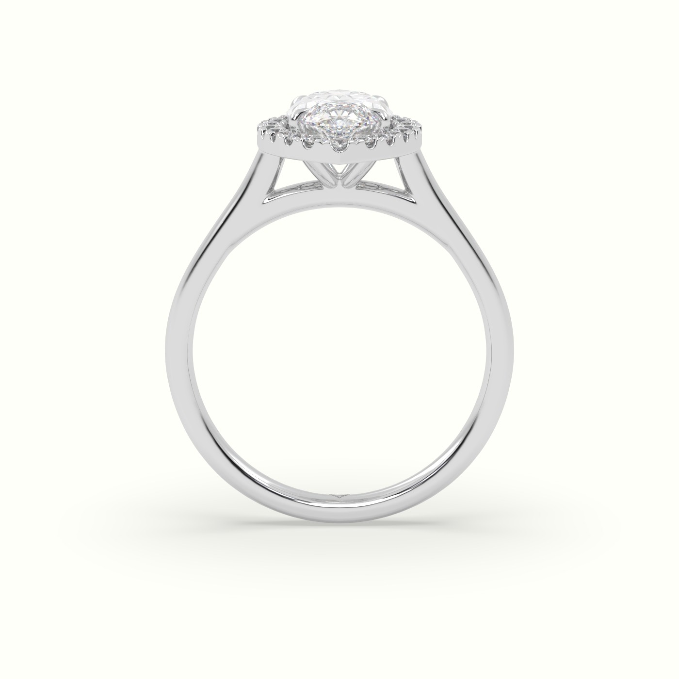 18K White Gold Marquise Cut Halo Diamond Engagement Ring