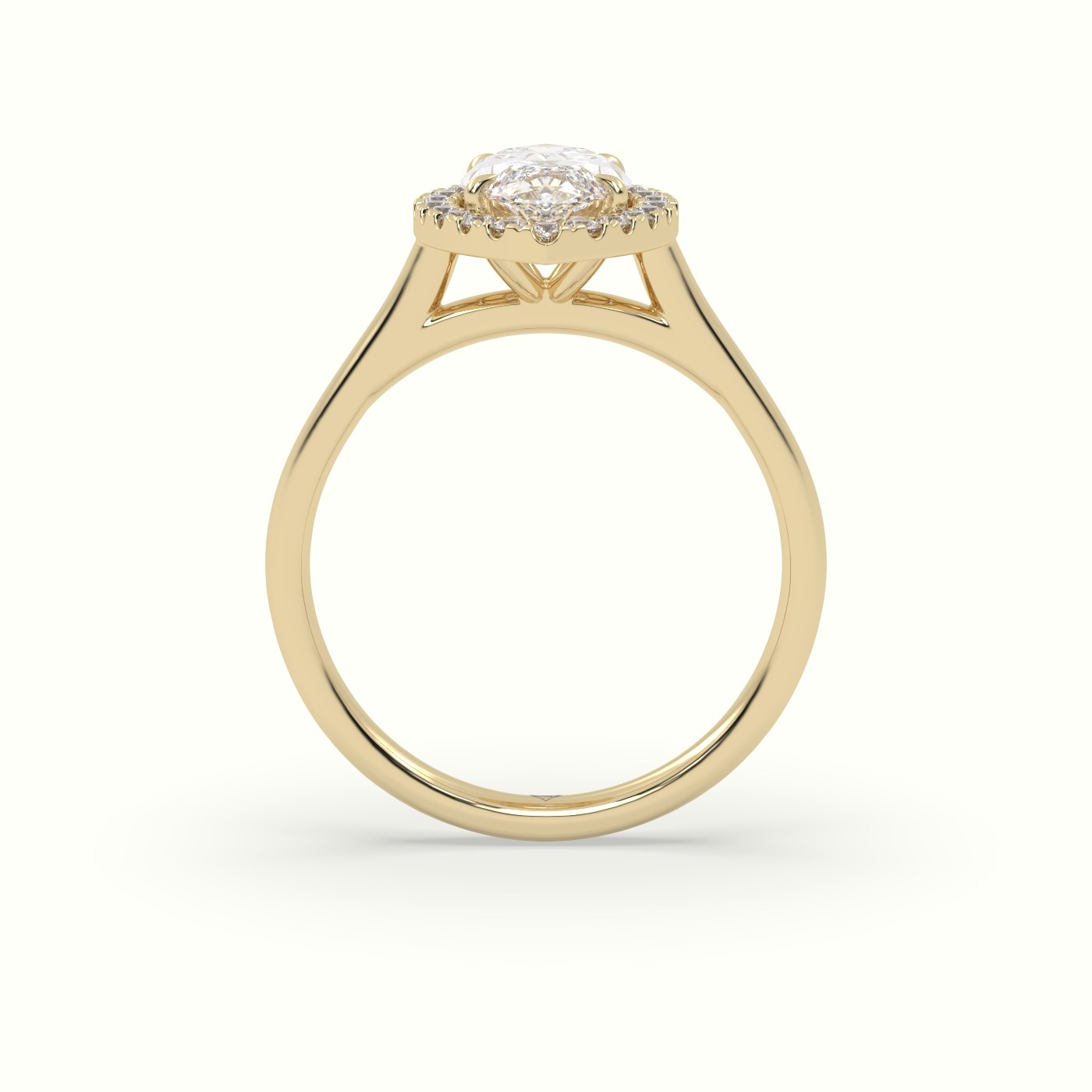 18K Yellow Gold Marquise Cut Halo Diamond Engagement Ring