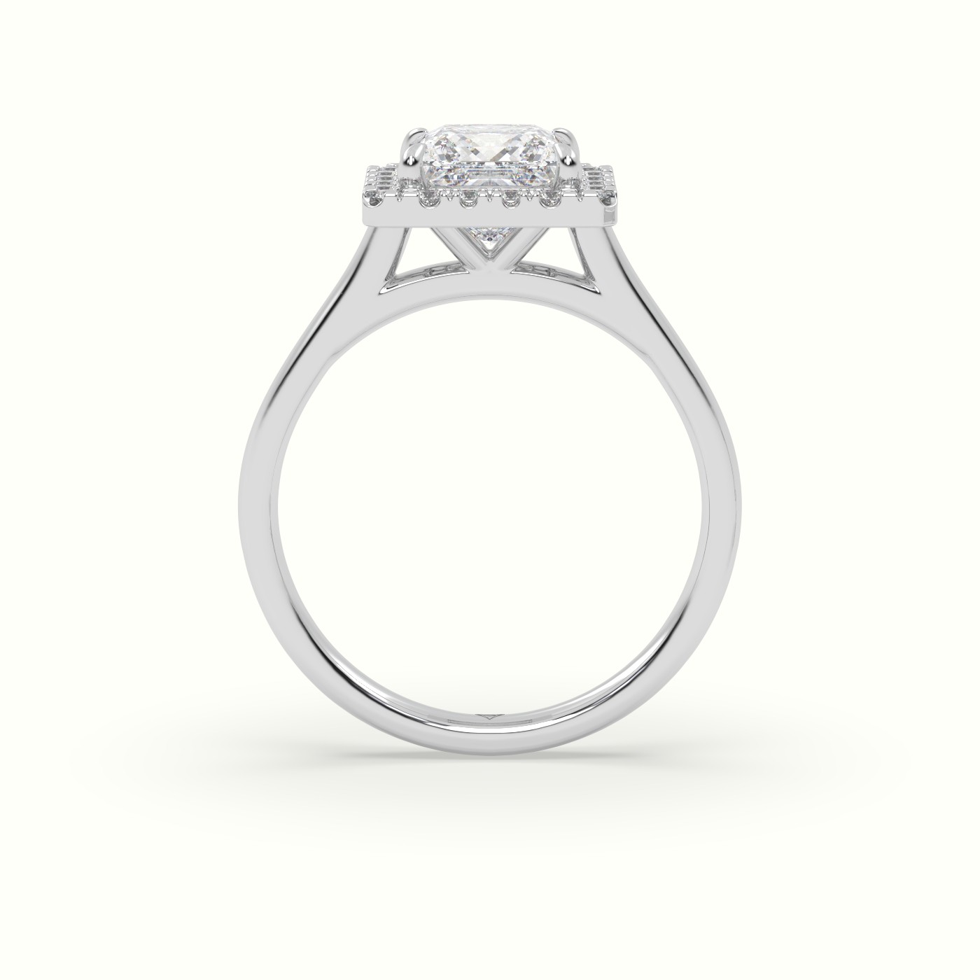 18K White Gold Princess Cut Halo Diamond Engagement Ring
