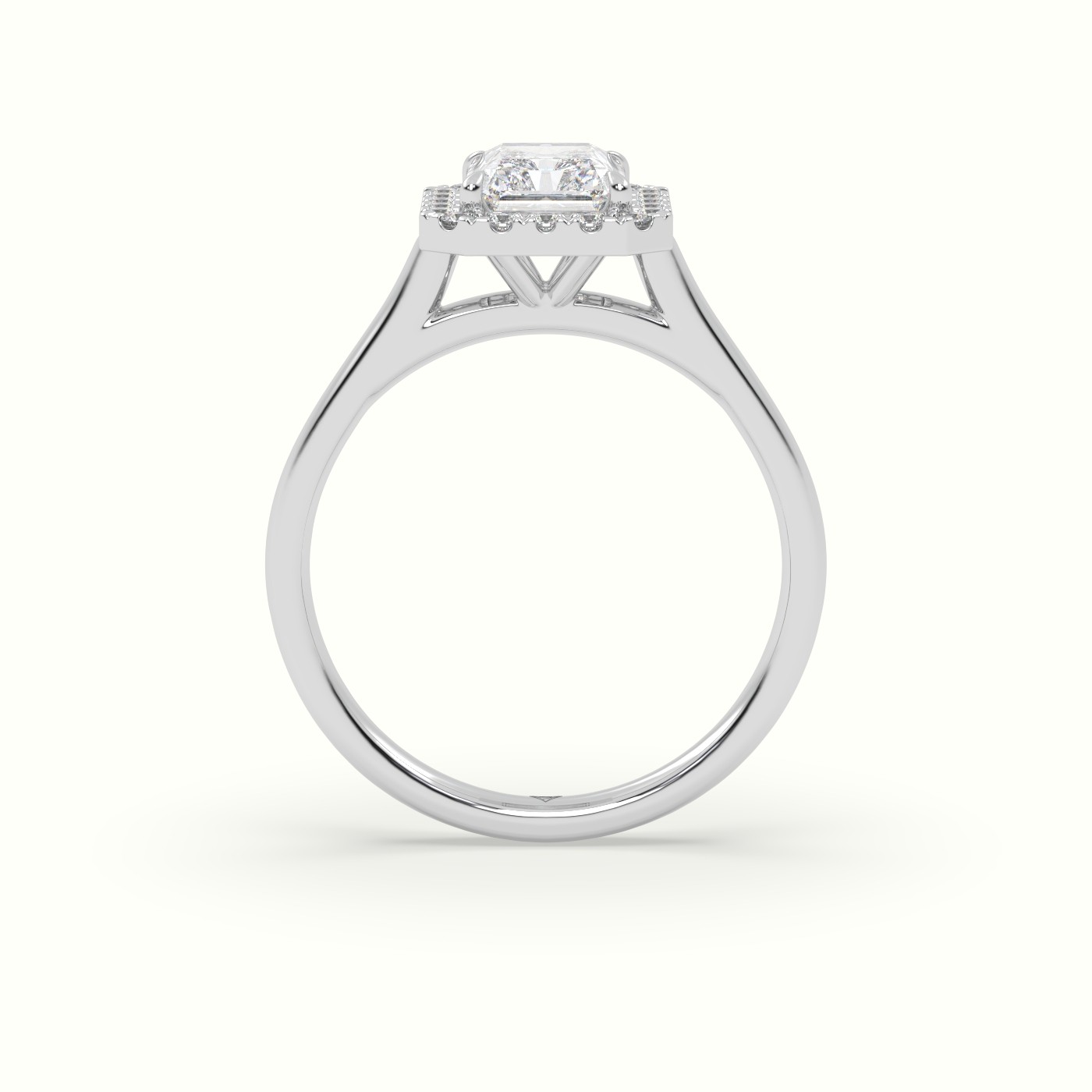 18K White Gold Radiant Cut Halo Diamond Engagement Ring