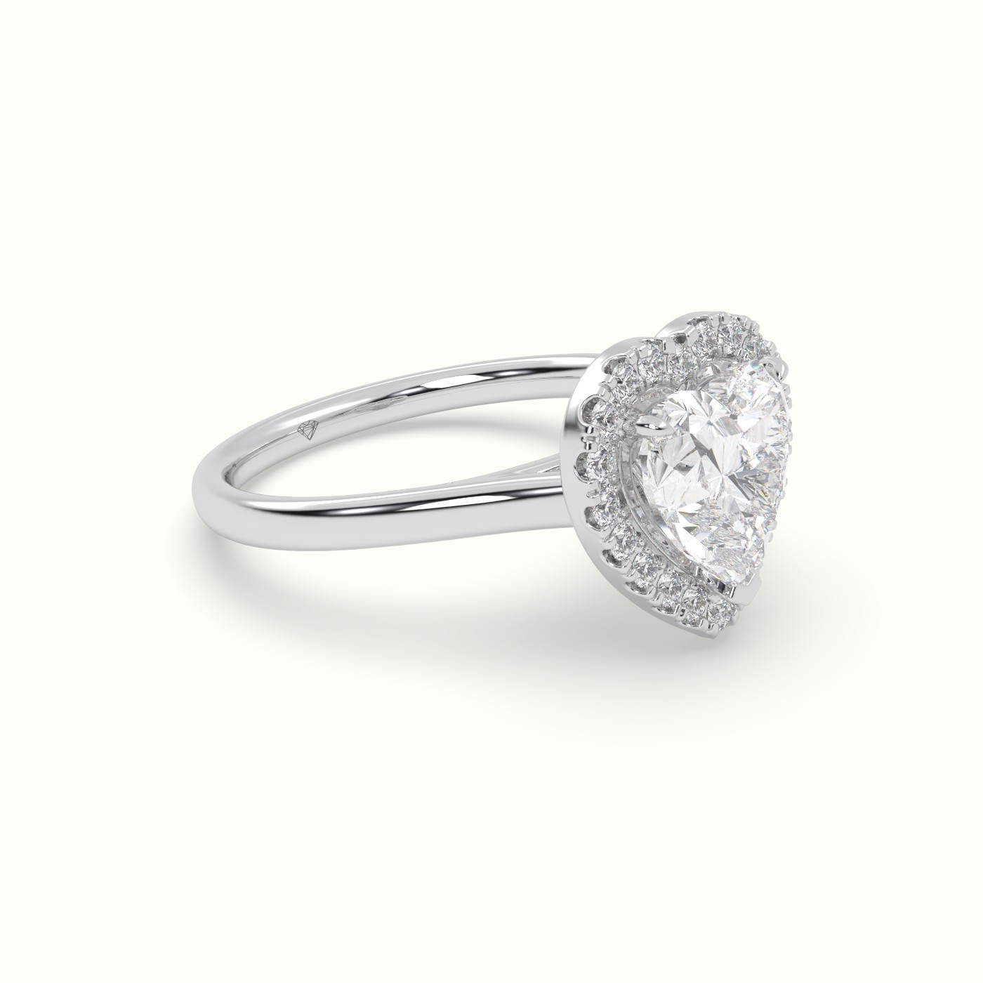 18K White Gold Heart Cut Halo Diamond Engagement Ring