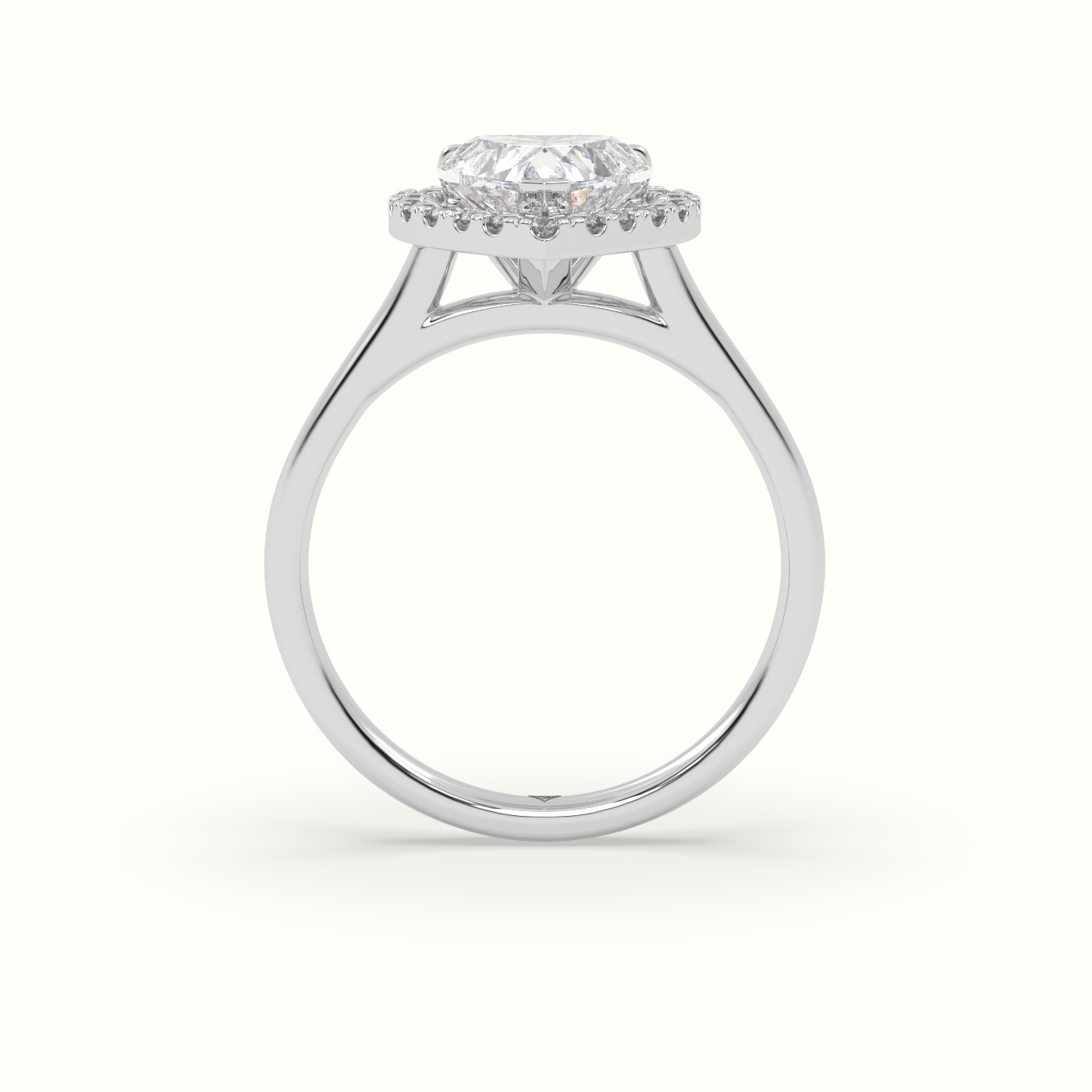 18K White Gold Heart Cut Halo Diamond Engagement Ring