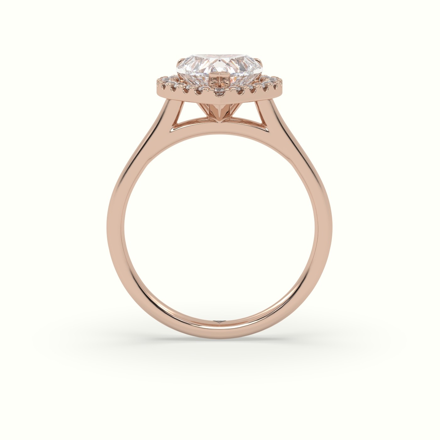 18K Rose Gold Heart Cut Halo Diamond Engagement Ring