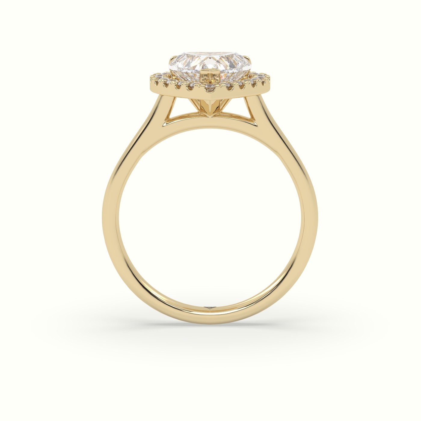 18K Yellow Gold Heart Cut Halo Diamond Engagement Ring