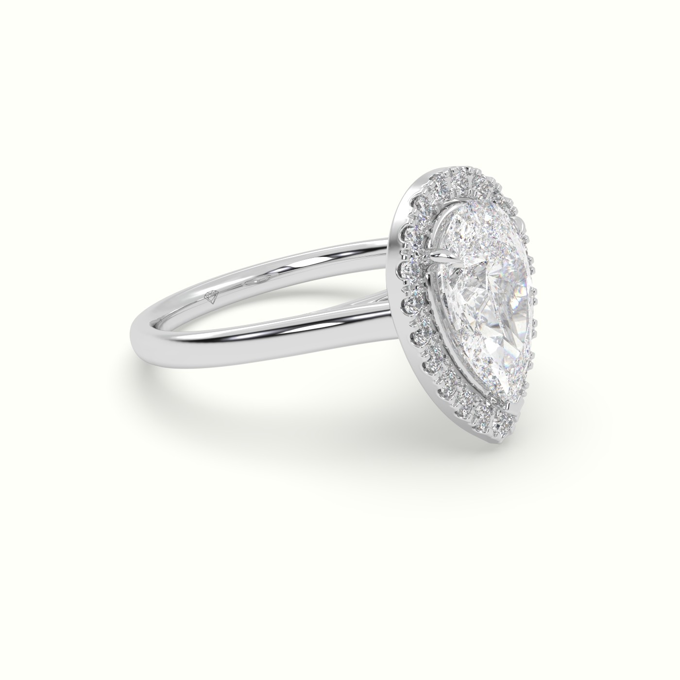 18K White Gold Pear Cut Halo Diamond Engagement Ring