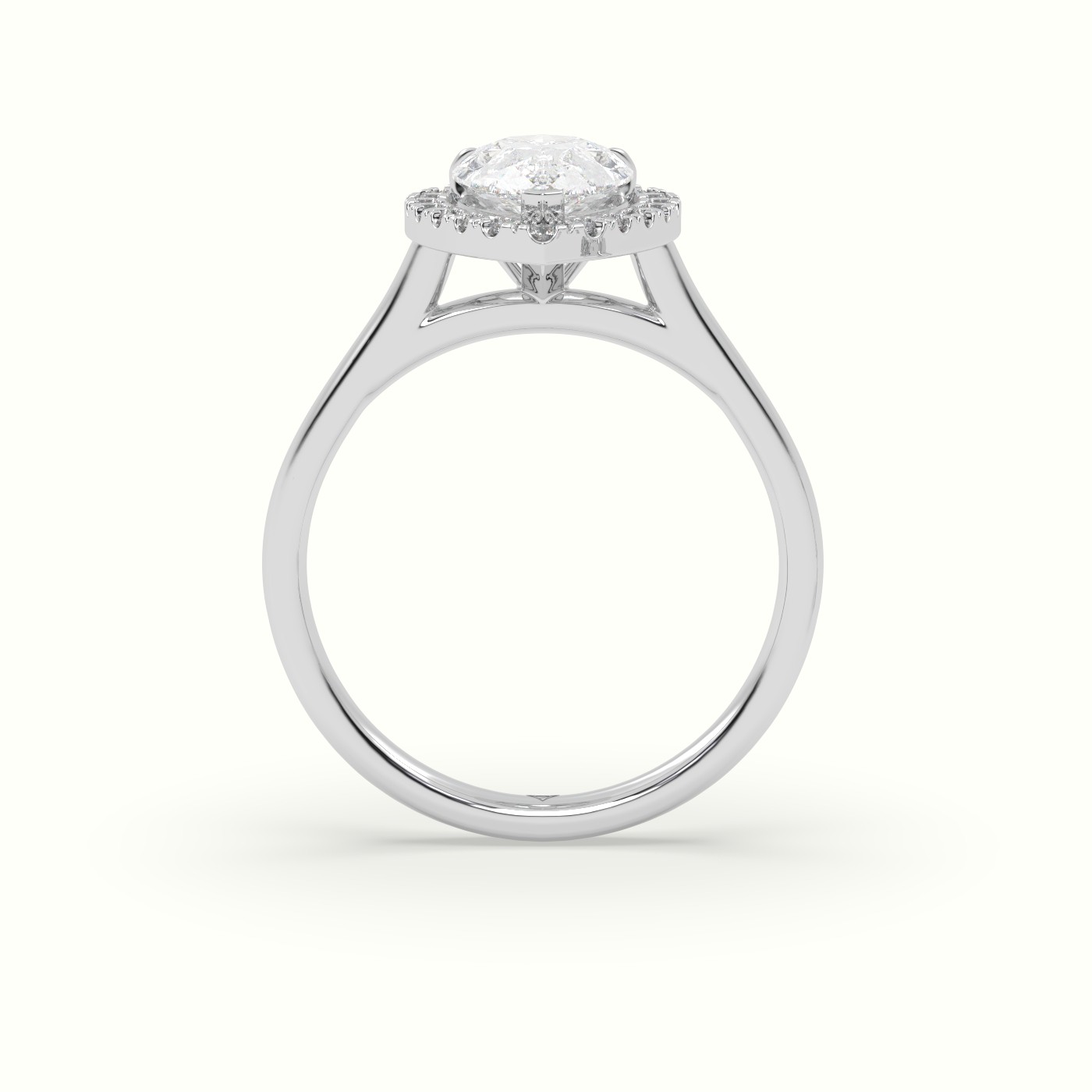 18K White Gold Pear Cut Halo Diamond Engagement Ring